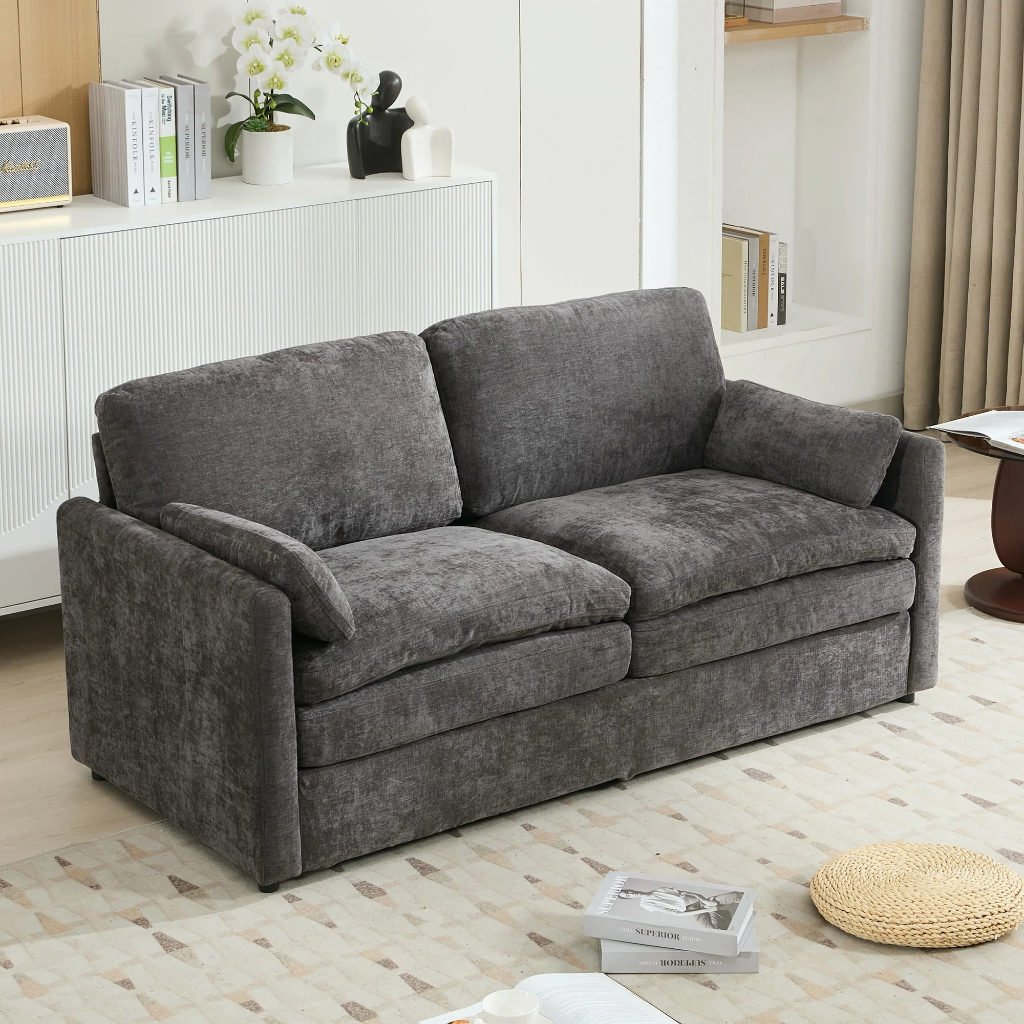 Cozy Upholstered Cushion Loveseat Sofa For Living Room - Image 6