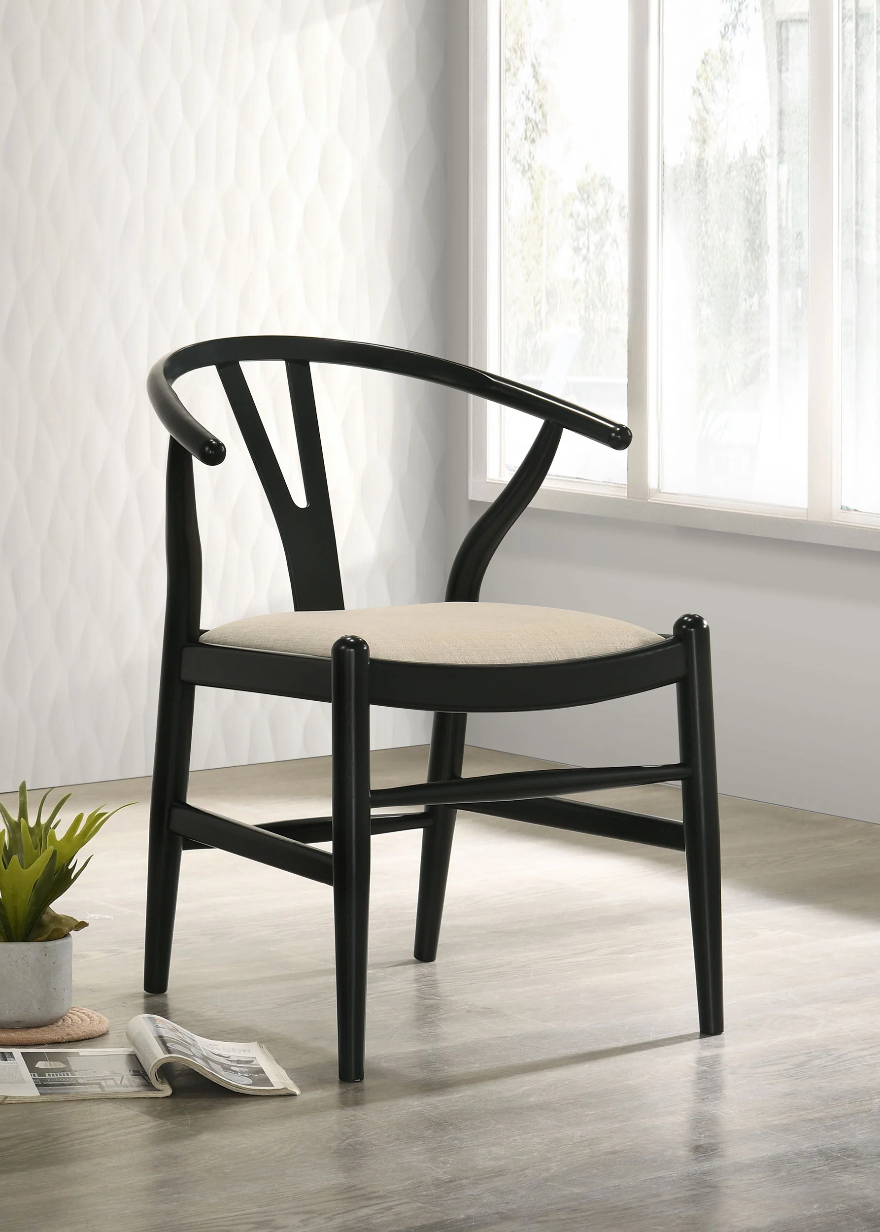 Crestmont Wood Wishbone Dining Side Chair Black (Set of 2) - Image 3