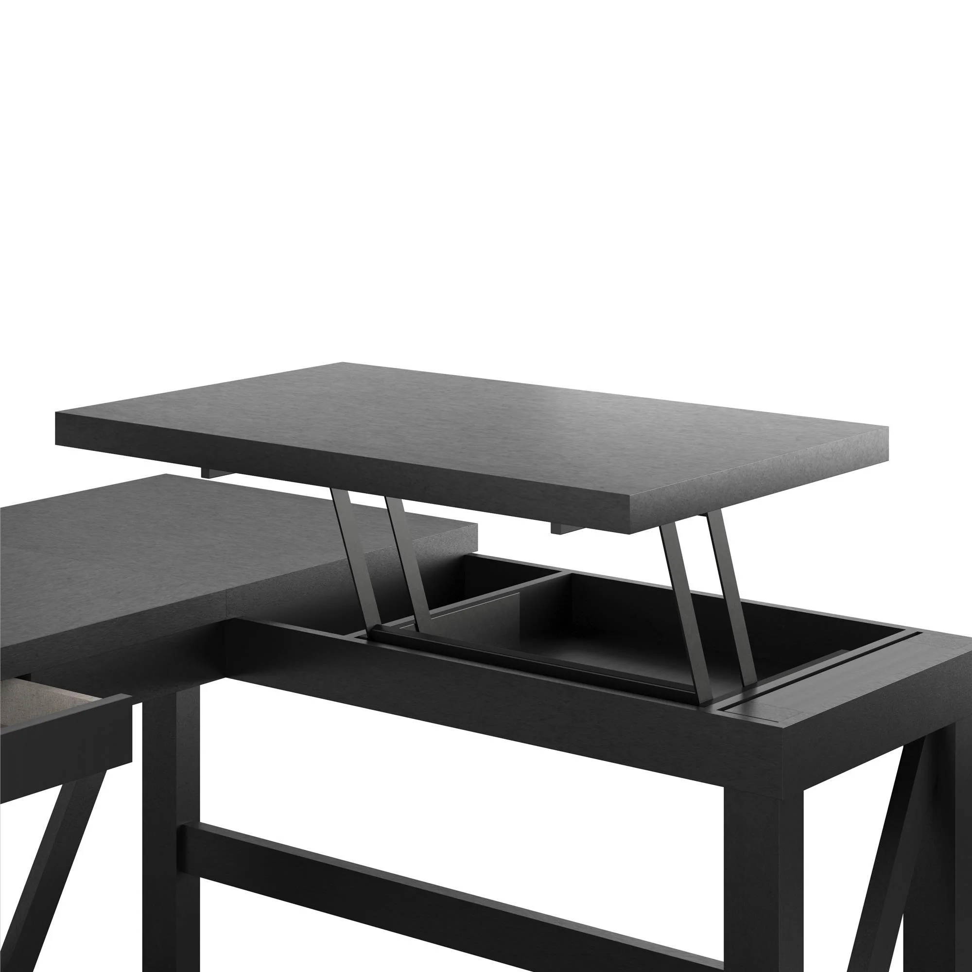 Crestwood - Lift Top L Desk - Black - Image 2