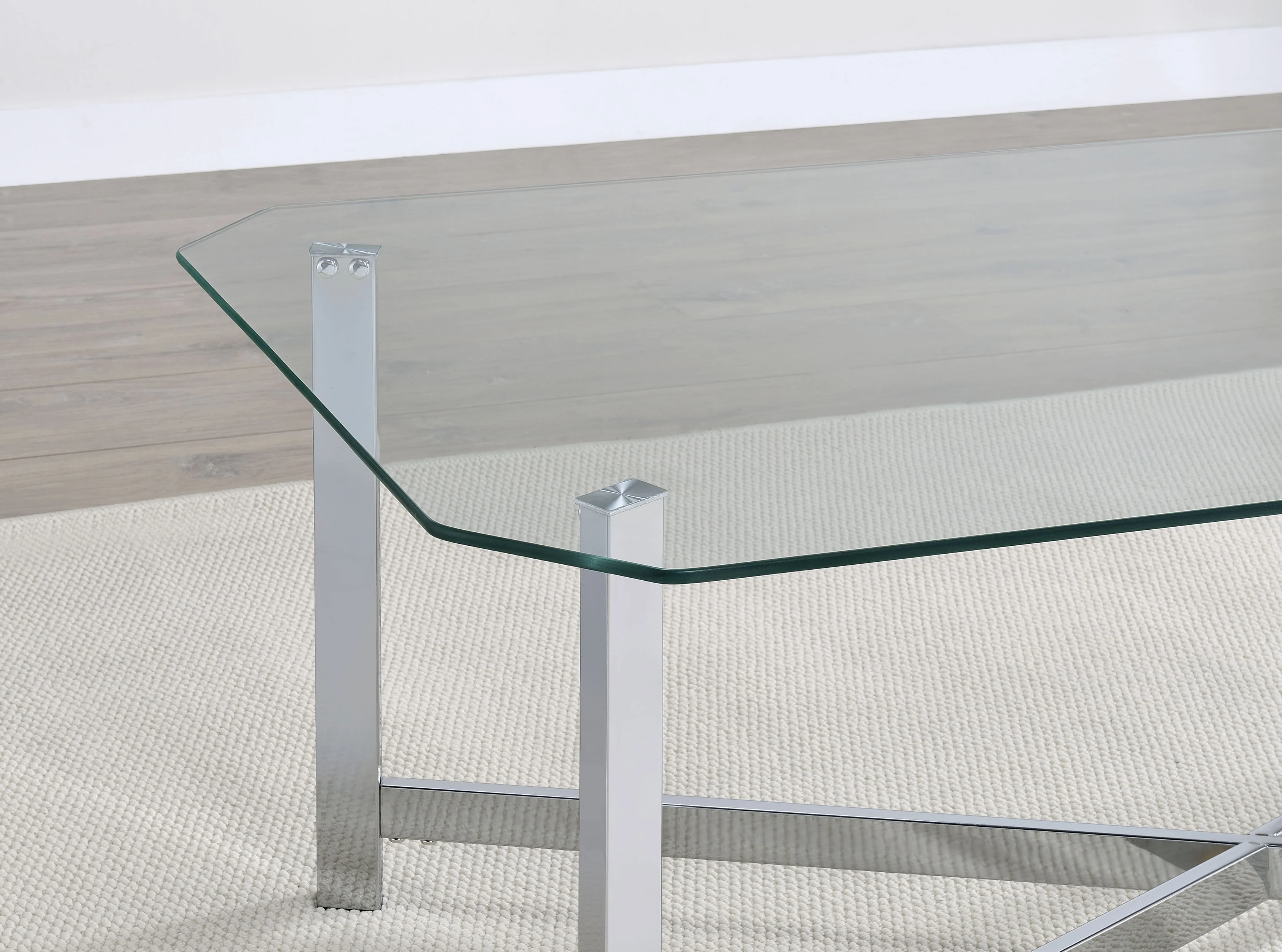Cronin Rectangular Tempered Glass Top Coffee Table Chrome - Image 4