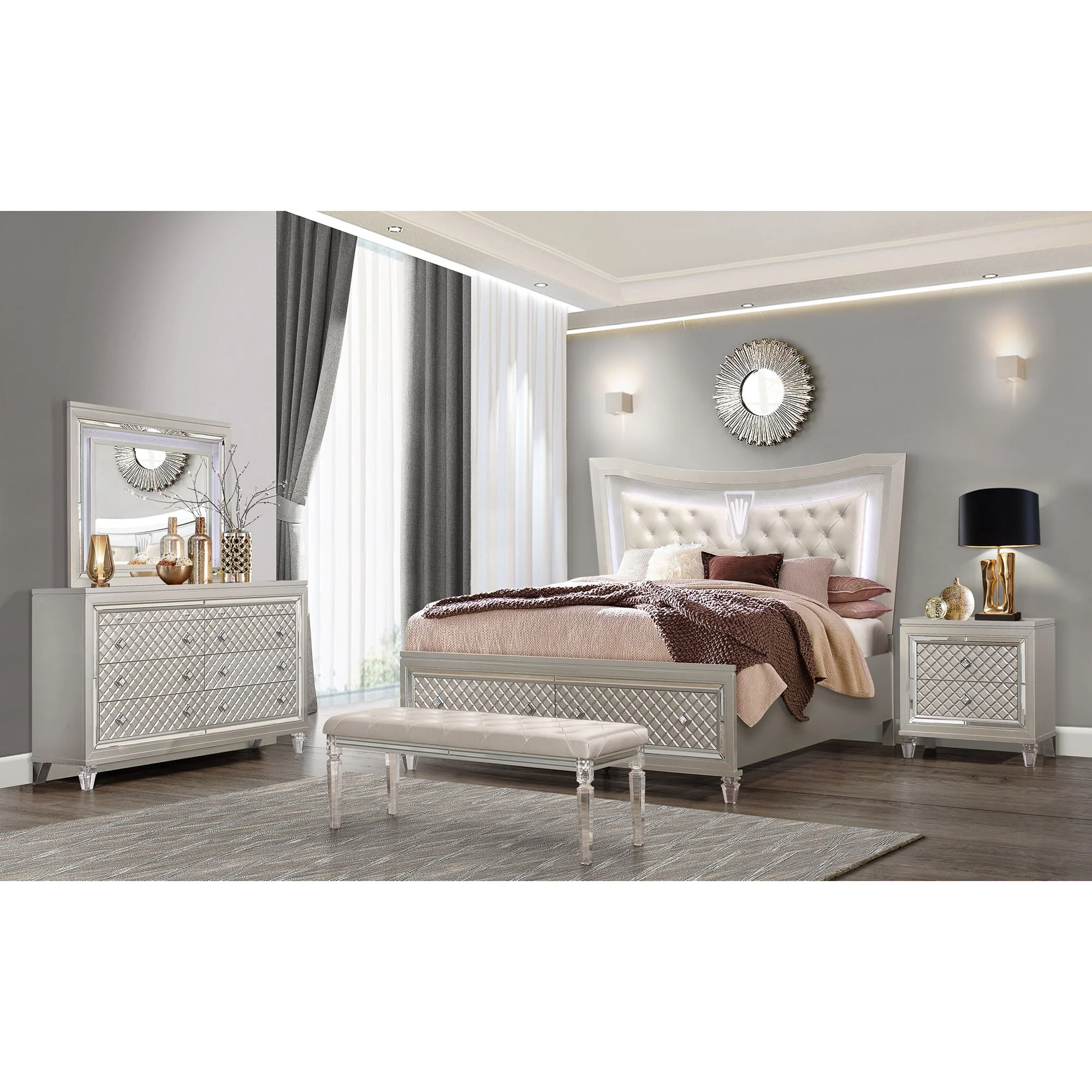 Cross - Glam Nightstand - Champagne - Image 5