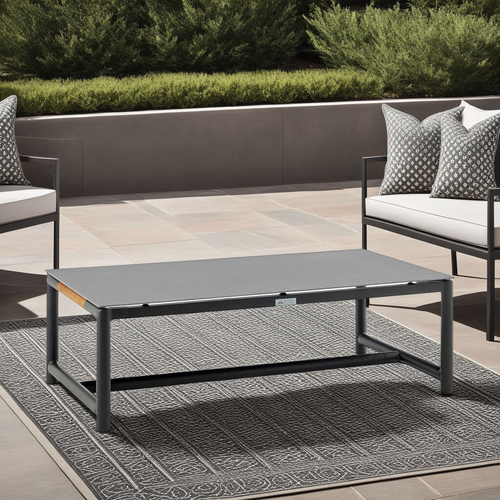 Crown - Aluminum And Teak Wood Outdoor Coffee Table - Black - Image 5