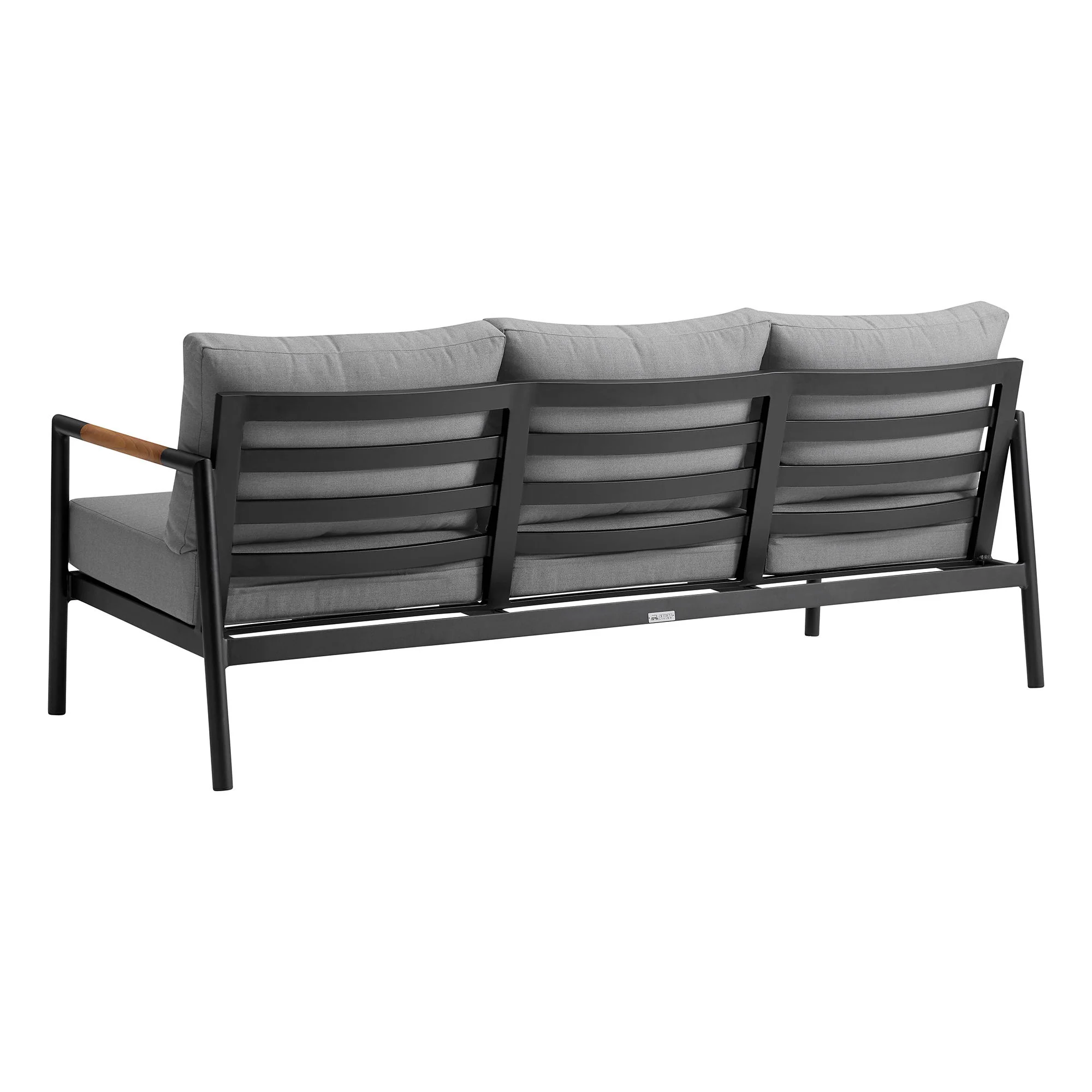 Crown - Aluminum And Teak Wood Outdoor Sofa - Black / Dark Gray - Image 2