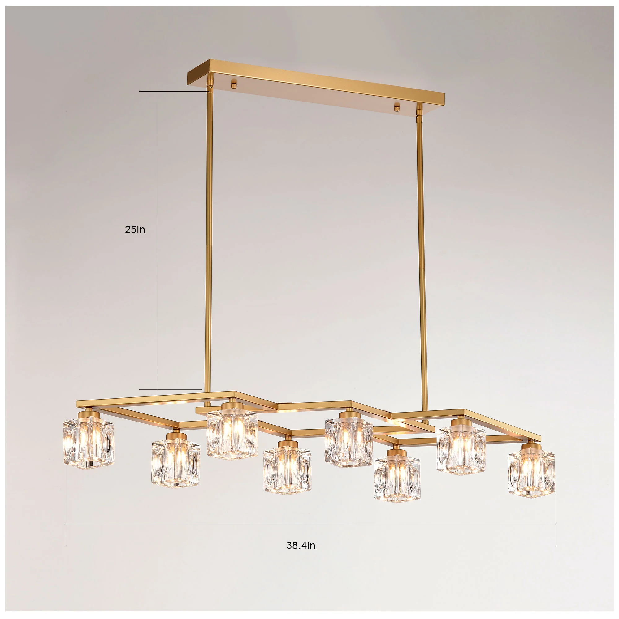 Crystal Chandelier For Dining Room, 8 Light Kitchen Chandelier Light Fixture Modern Metal Industrial Chandeliers For Farmhouse Entryway Living Room (8*G9 Bulbs Included) - Matte Gold - Image 5