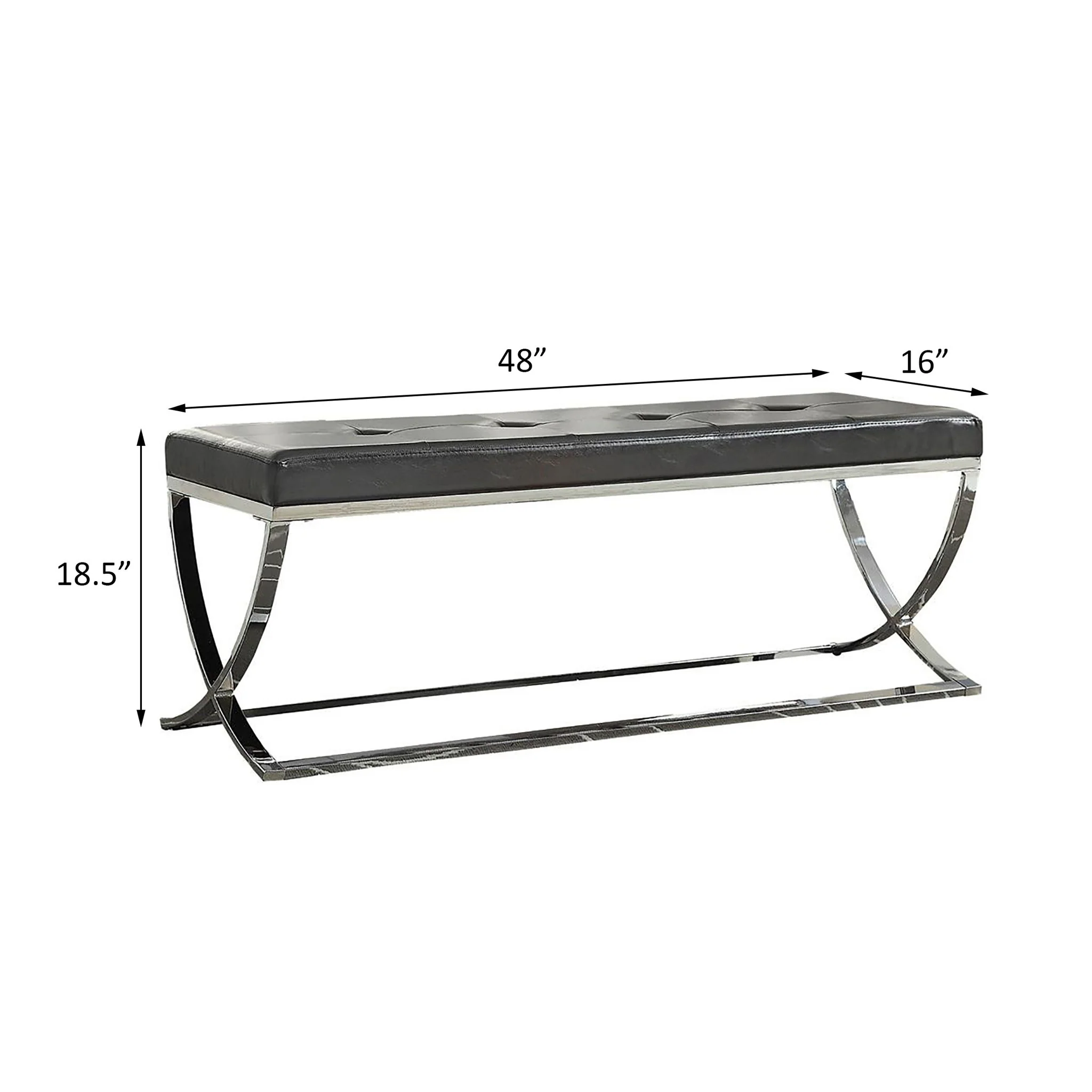 Curve Leg Bench With Upholstery - Black - Image 5