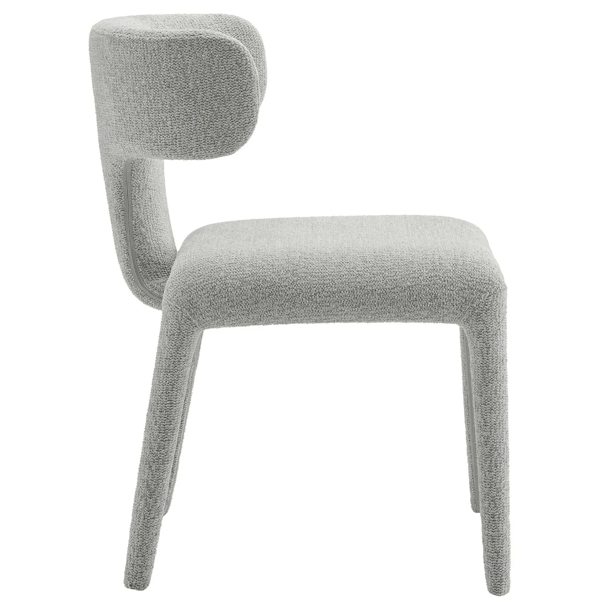 Curved Back Boucle Upholstered Dining Chairs Set of Two - Image 10