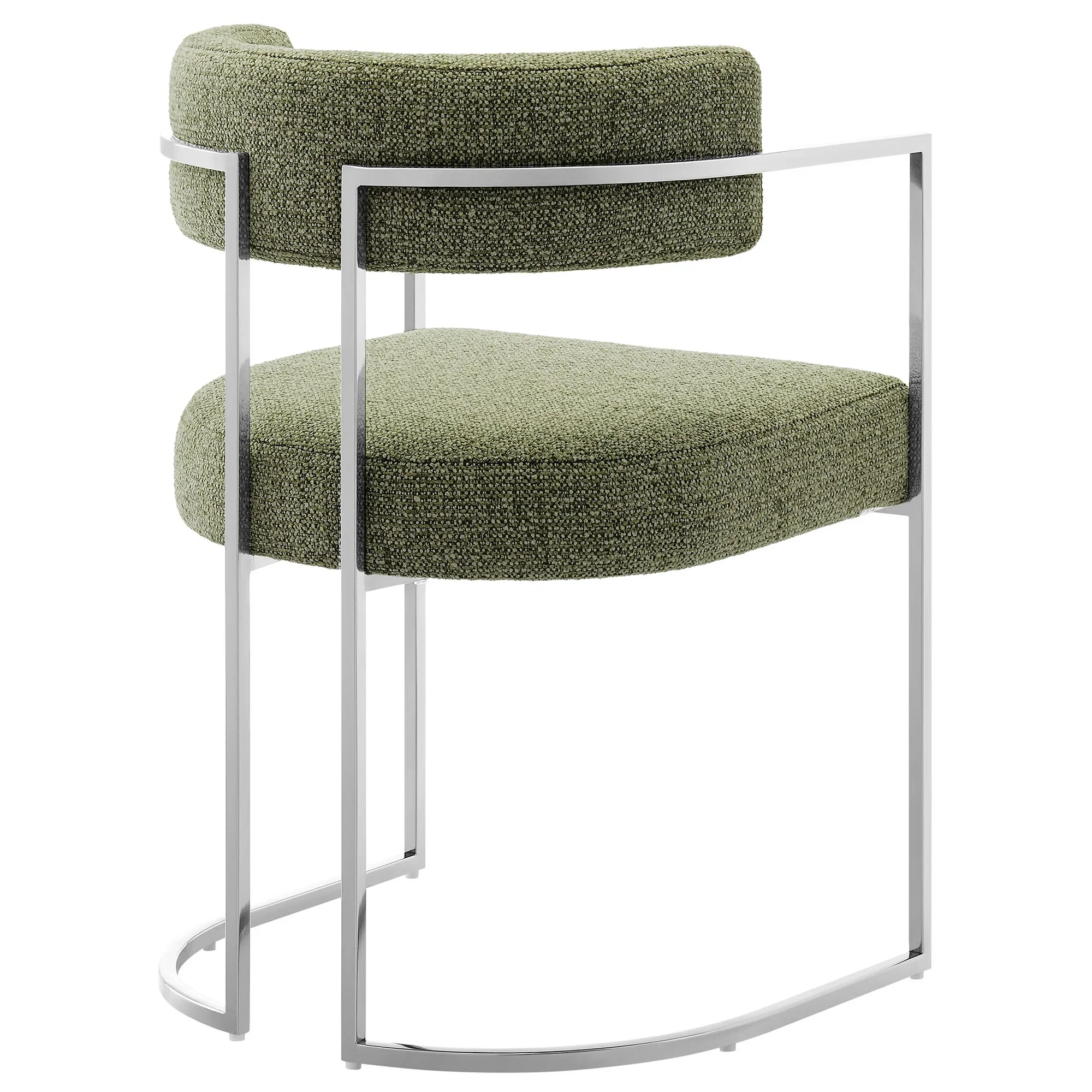 Curved Back Fabric and Metal Dining Accent Chair - Image 16