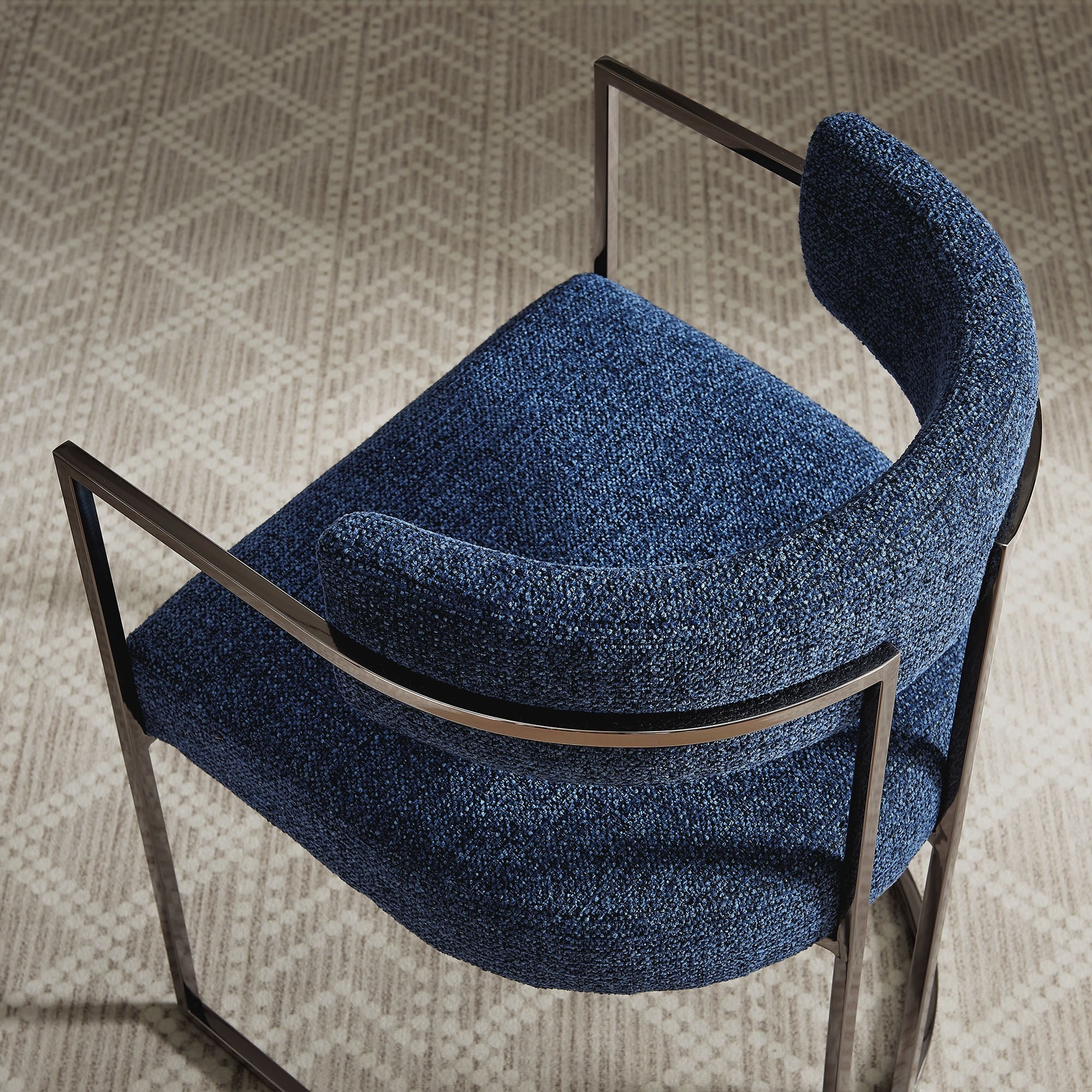 Curved Back Fabric and Metal Dining Accent Chair - Image 25