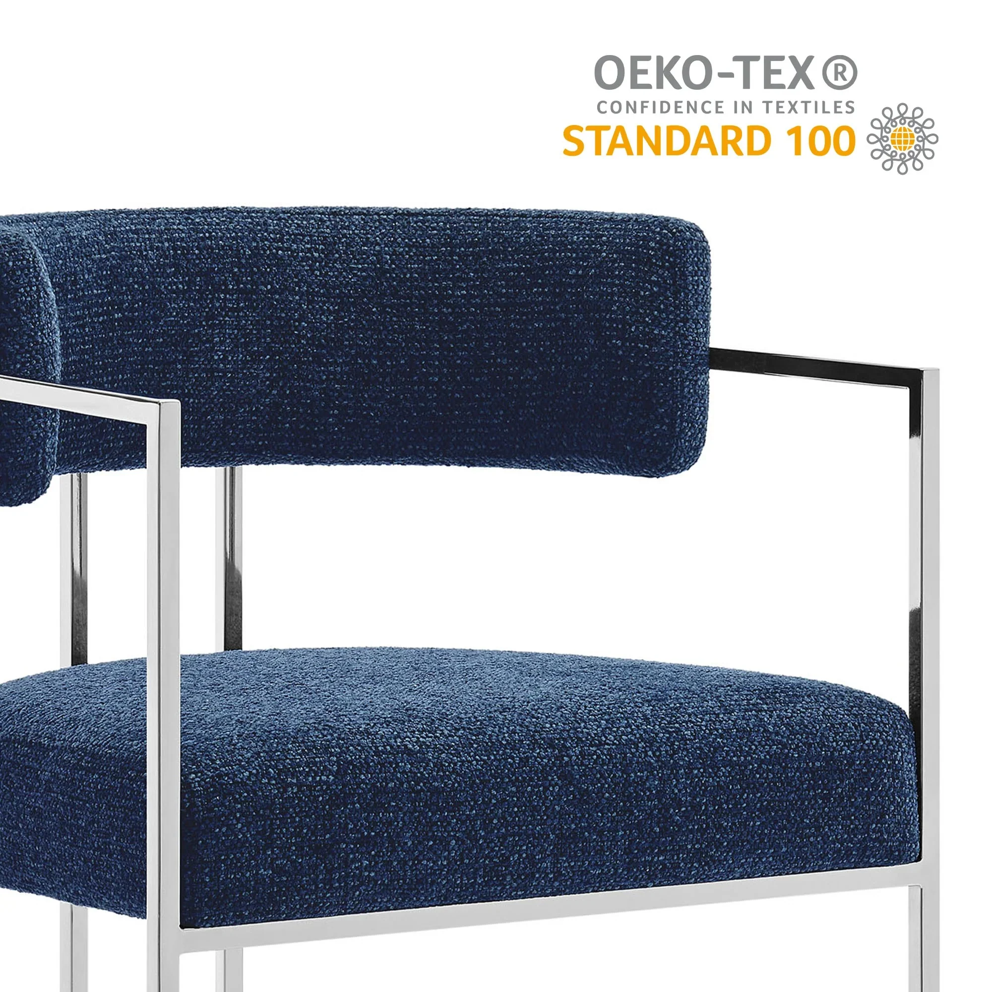 Curved Back Fabric and Metal Dining Accent Chair - Image 26