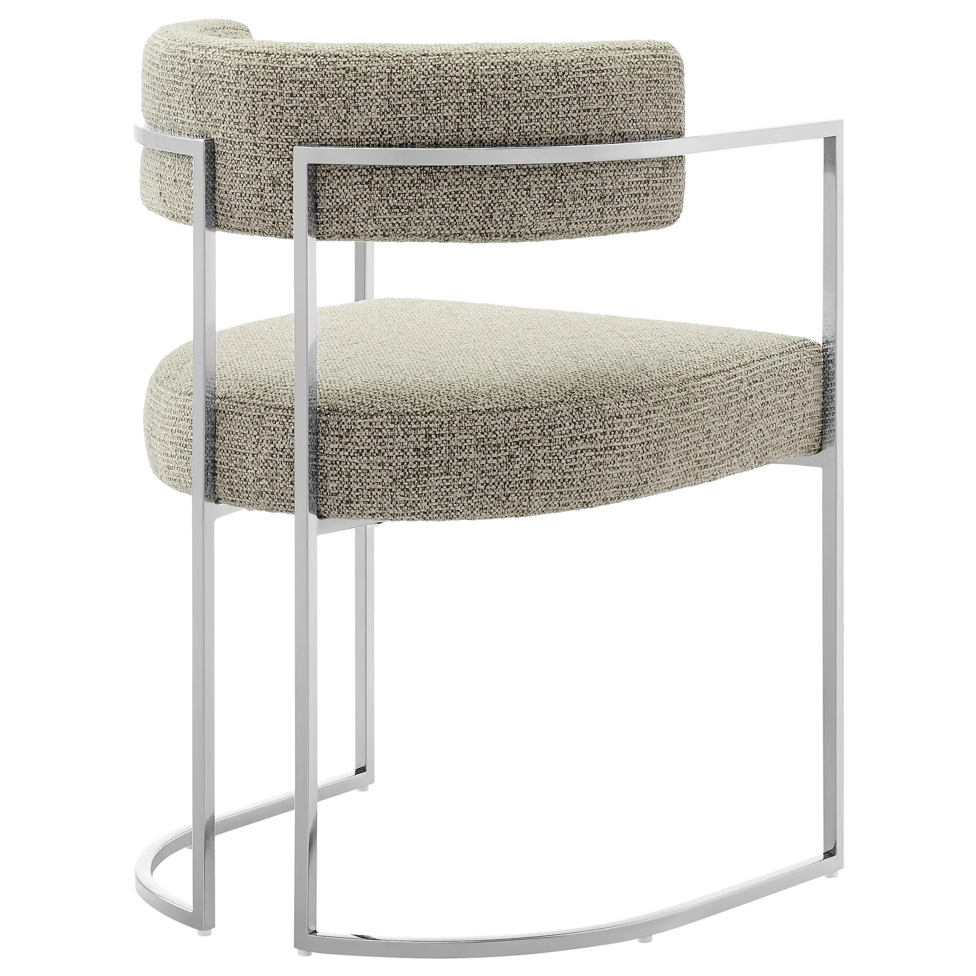 Curved Back Fabric and Metal Dining Accent Chair - Image 4