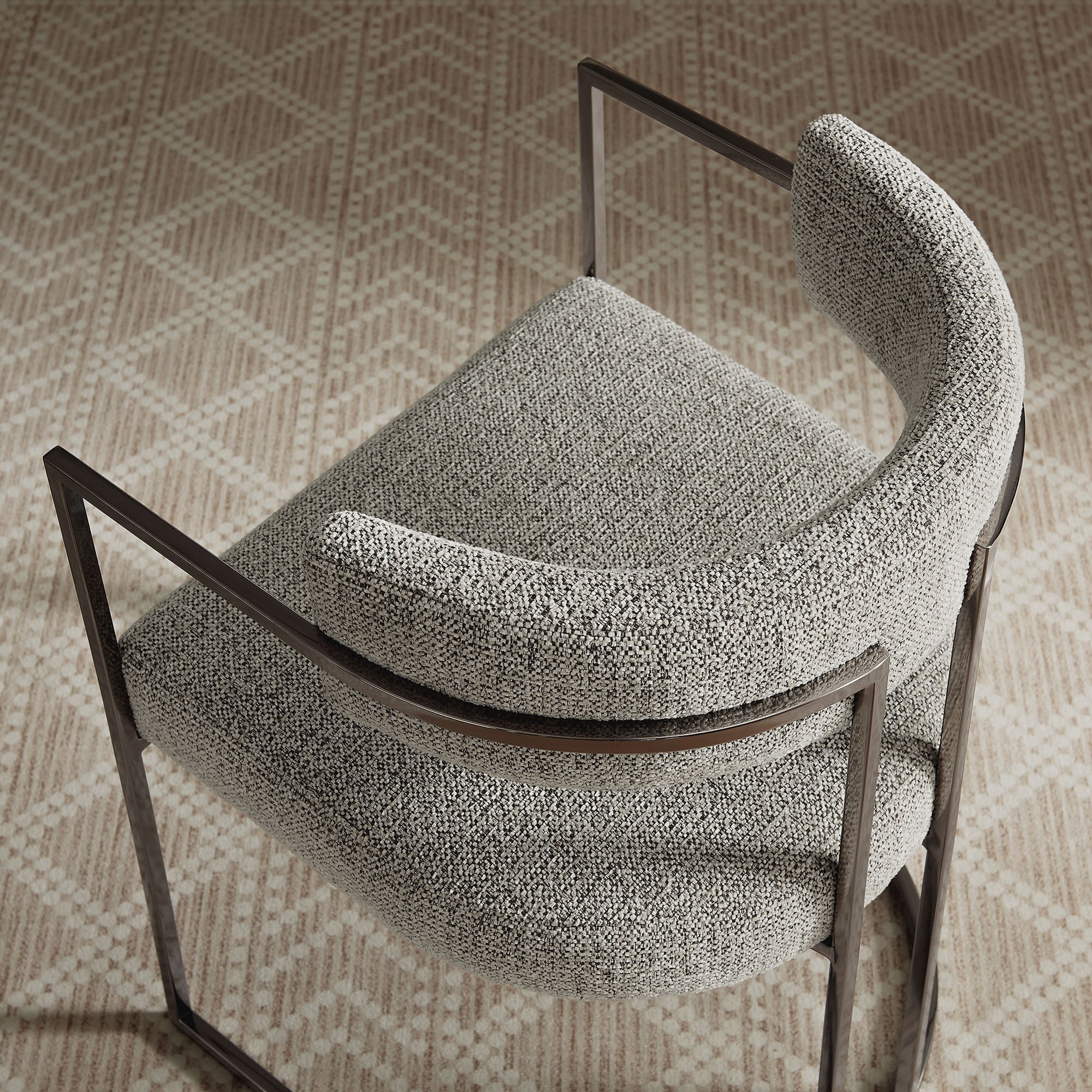 Curved Back Fabric and Metal Dining Accent Chair - Image 6