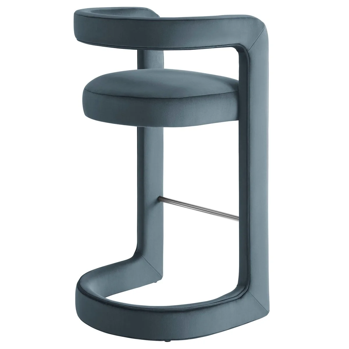 Curved Barrel Back Performance Velvet Bar Stool - Image 9
