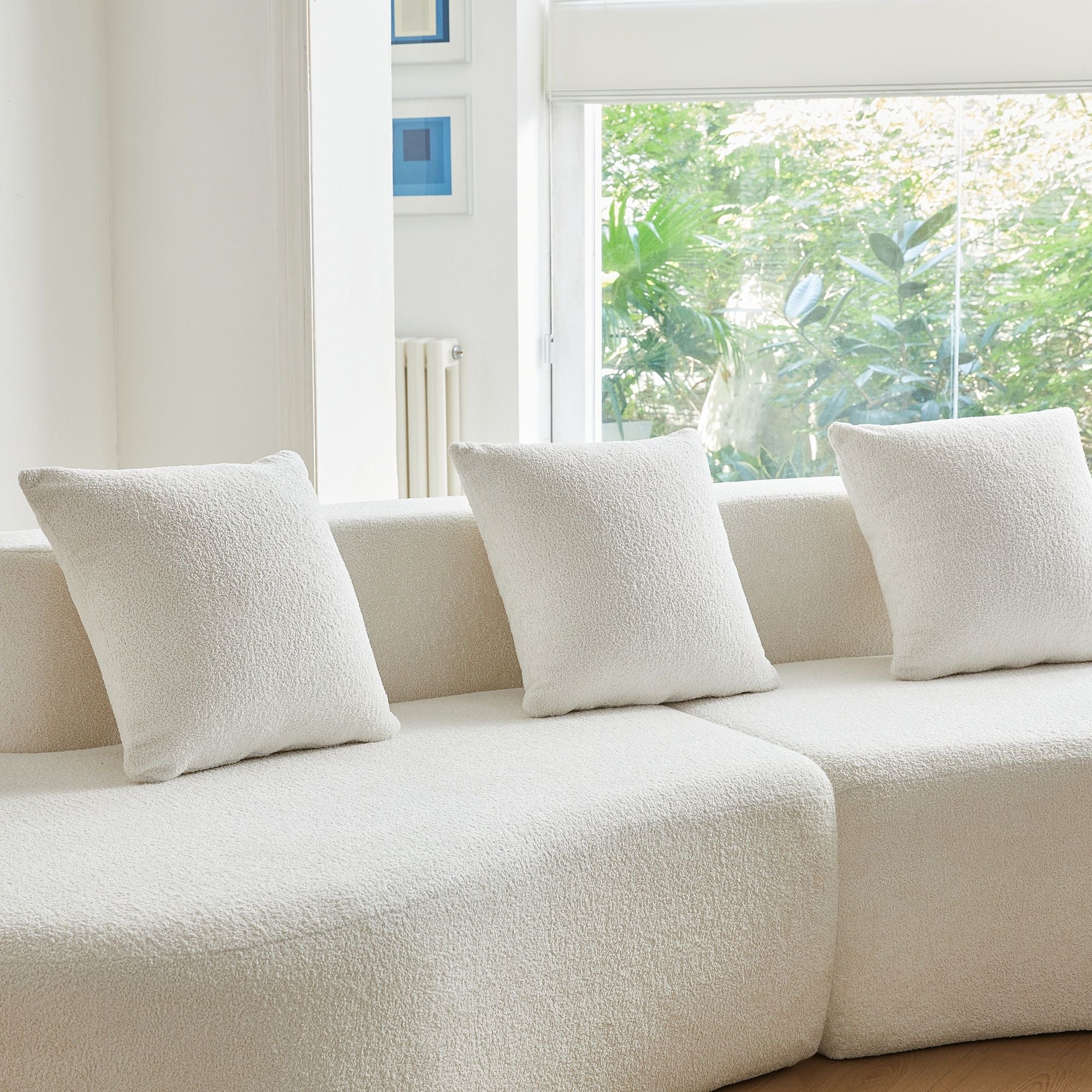 Curved Boneless Couch, Half Moon Sofa, 5 Seat Couch With High Density Foam Filled For Living Room - White - Image 8
