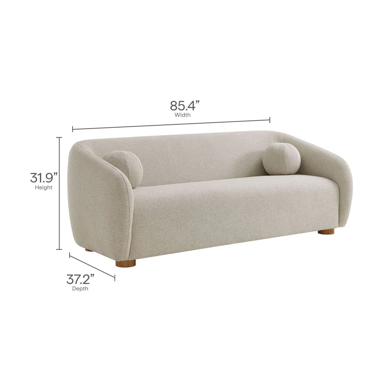 Curved Chenille Fabric Sofa with Deep Seating - Image 4