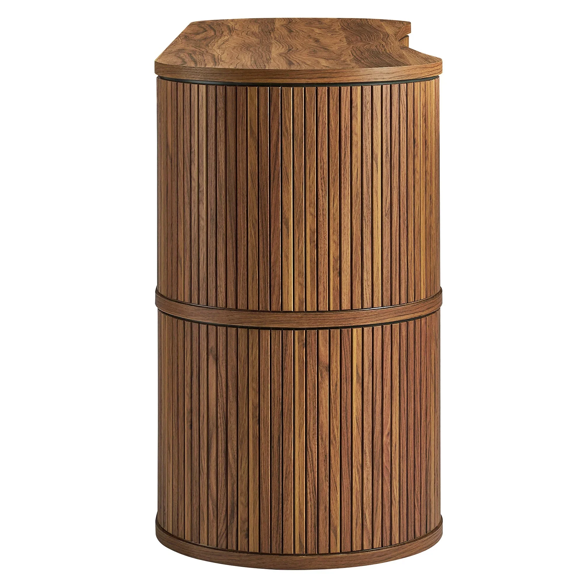 Curved Fluted Sideboard Storage Cabinet with Sliding Doors – Wood Finish 63 Inch - Image 10