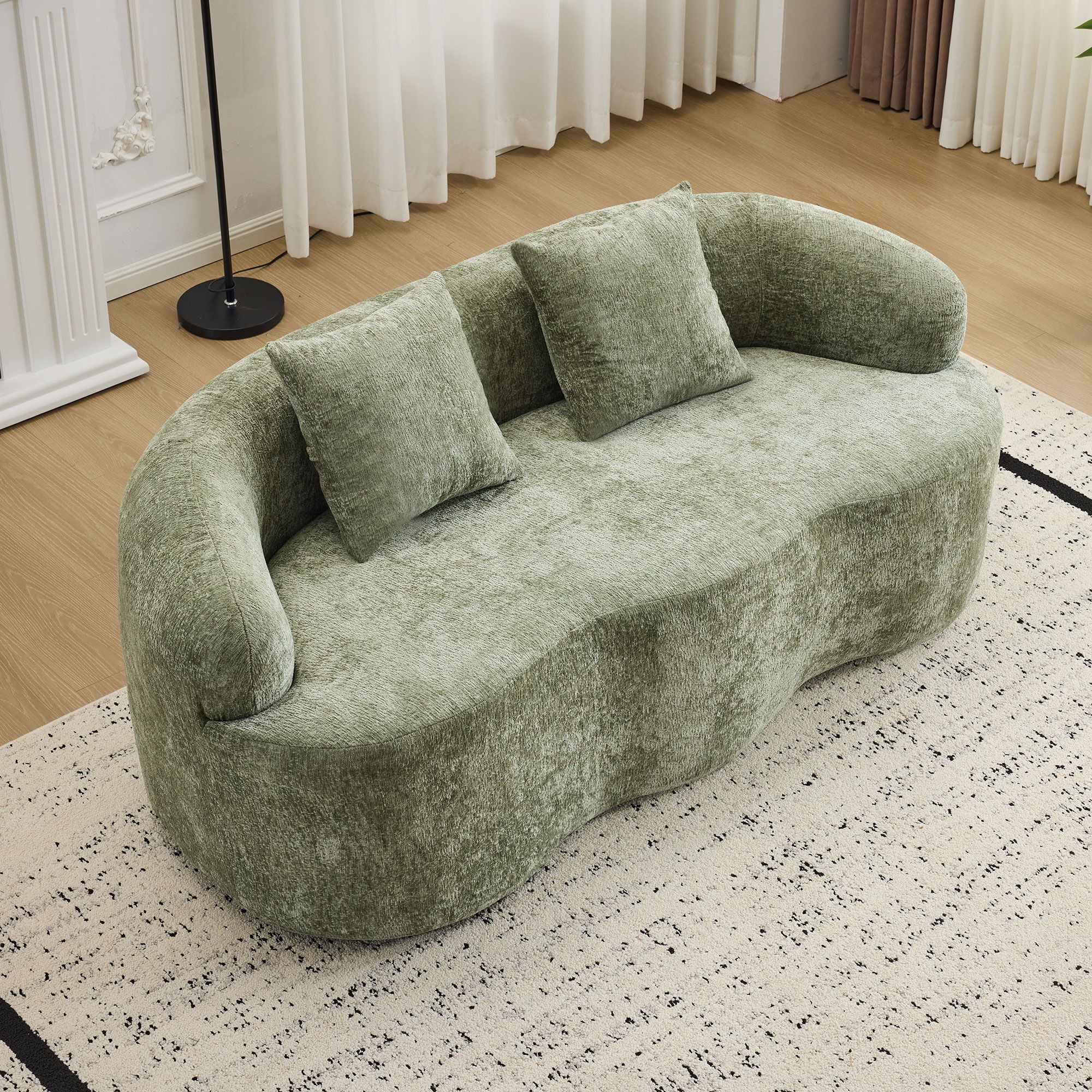 Curved Loveseat Sofa With Round Armrest - Image 12