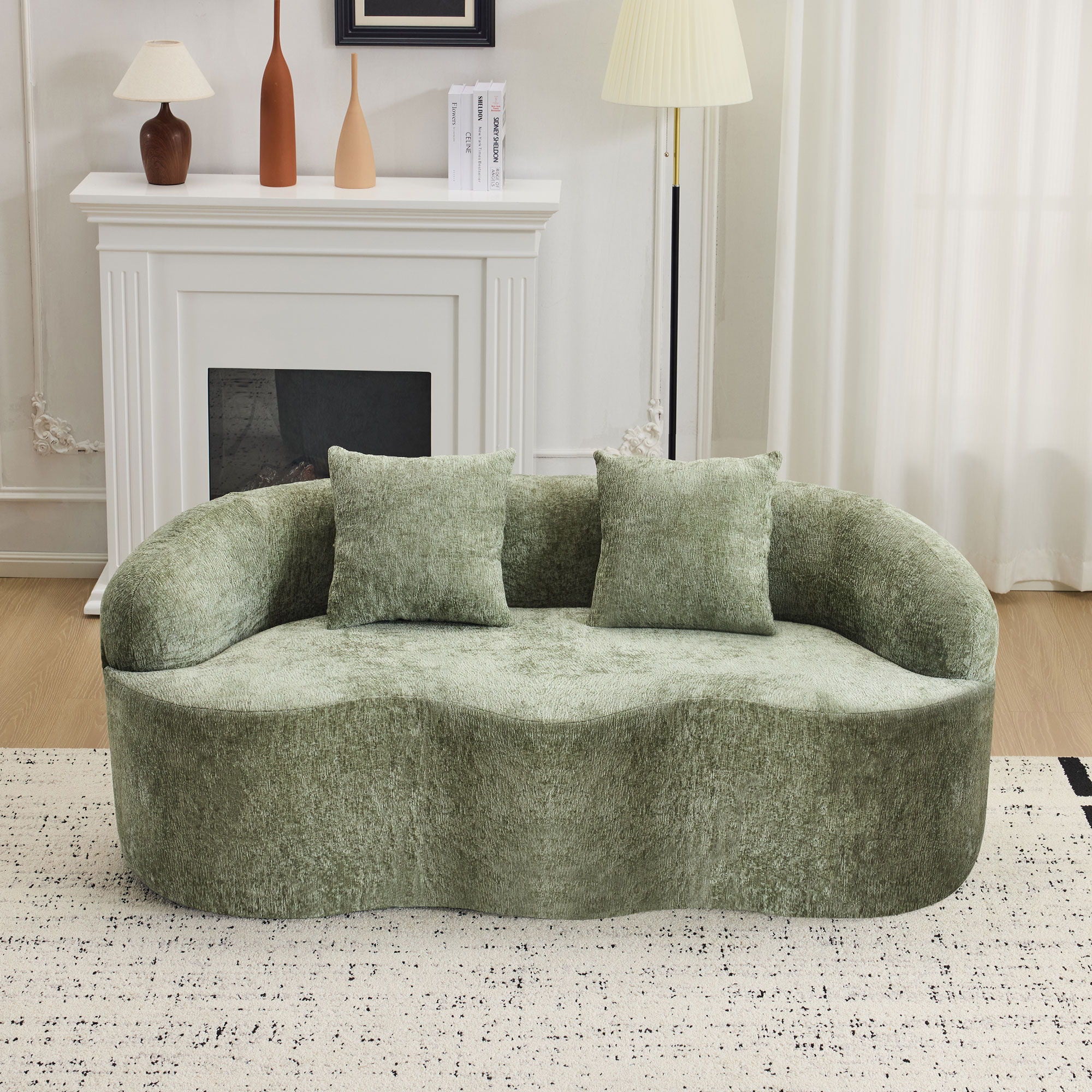 Curved Loveseat Sofa With Round Armrest - Image 20