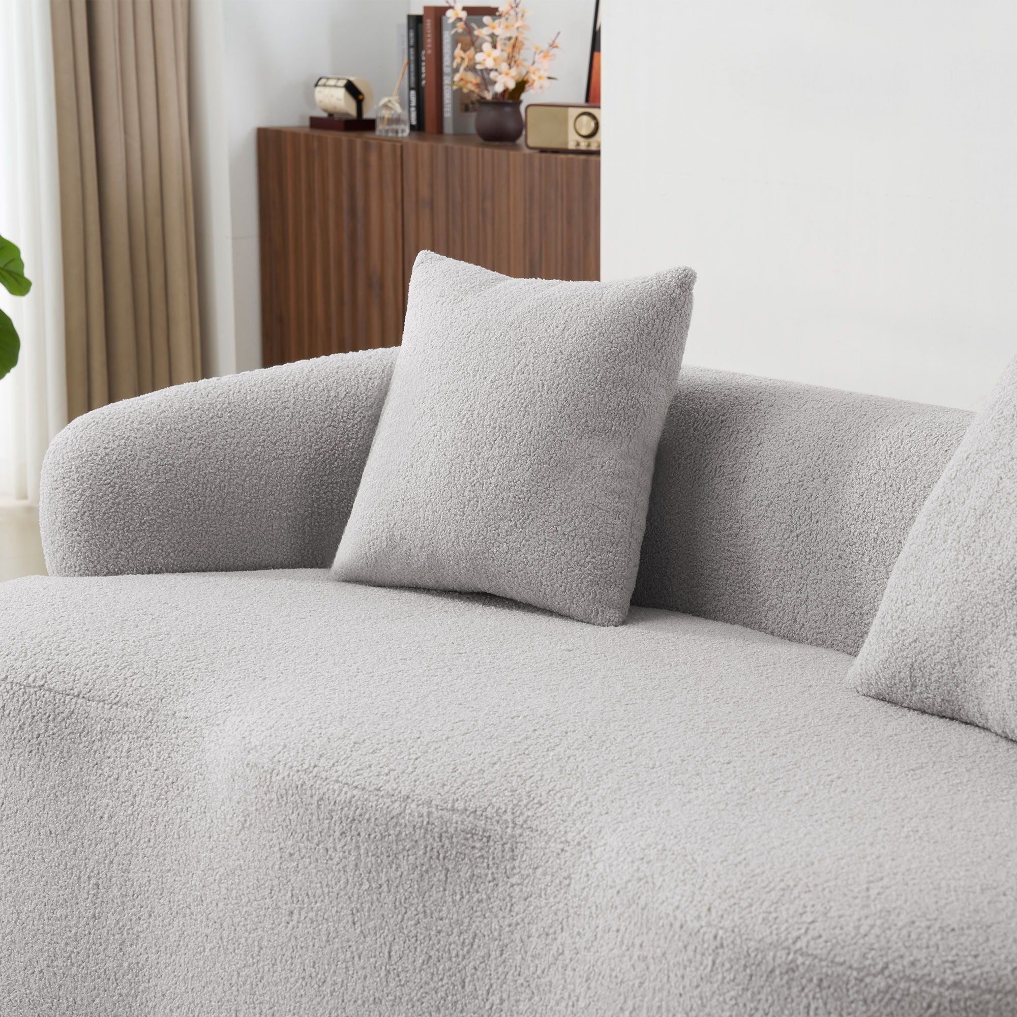 Curved Loveseat Sofa With Round Armrest - Image 21
