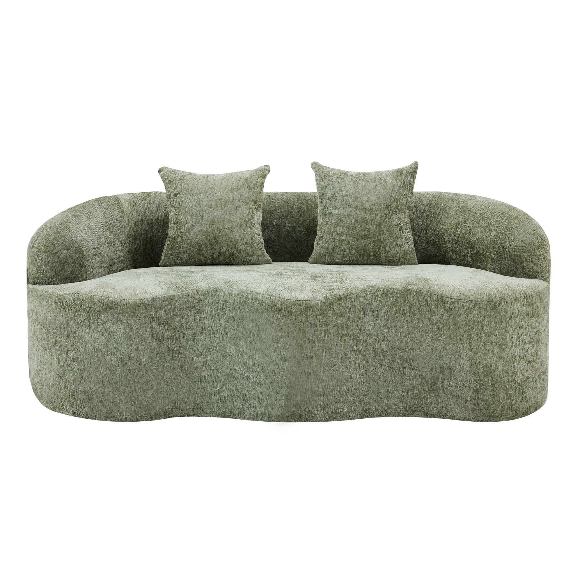 Curved Loveseat Sofa With Round Armrest - Image 3