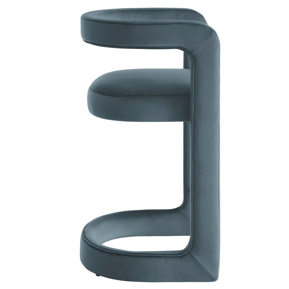 Curved Performance Velvet Counter Stool - Image 8