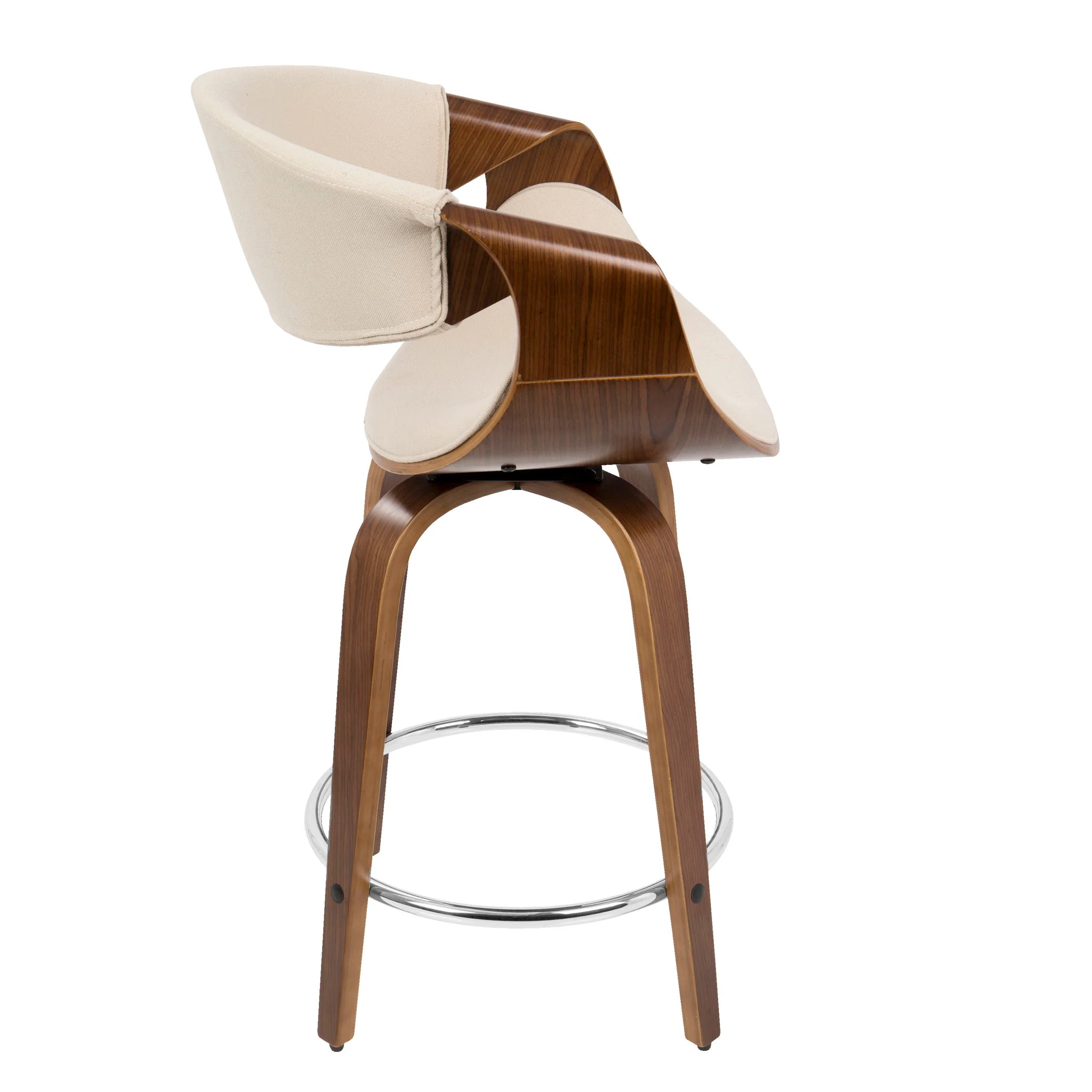 Curvini Mid - Century Modern Fixed Height Counter Stool With Swivel (Set of 2) - Image 3