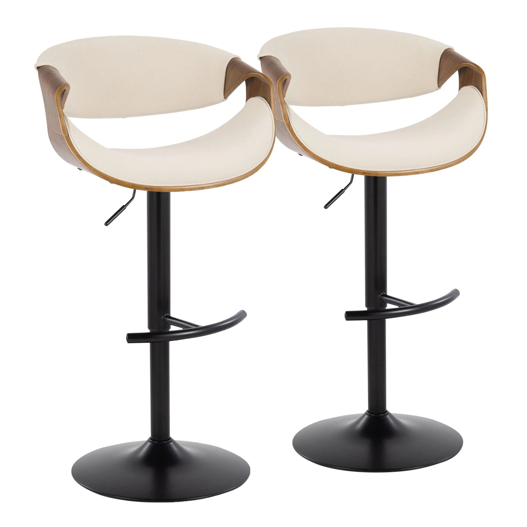 Curvo - Mid Century Modern Adjustable Barstool With Swivel & Rounded T Footrest (Set of 2) - Image 3