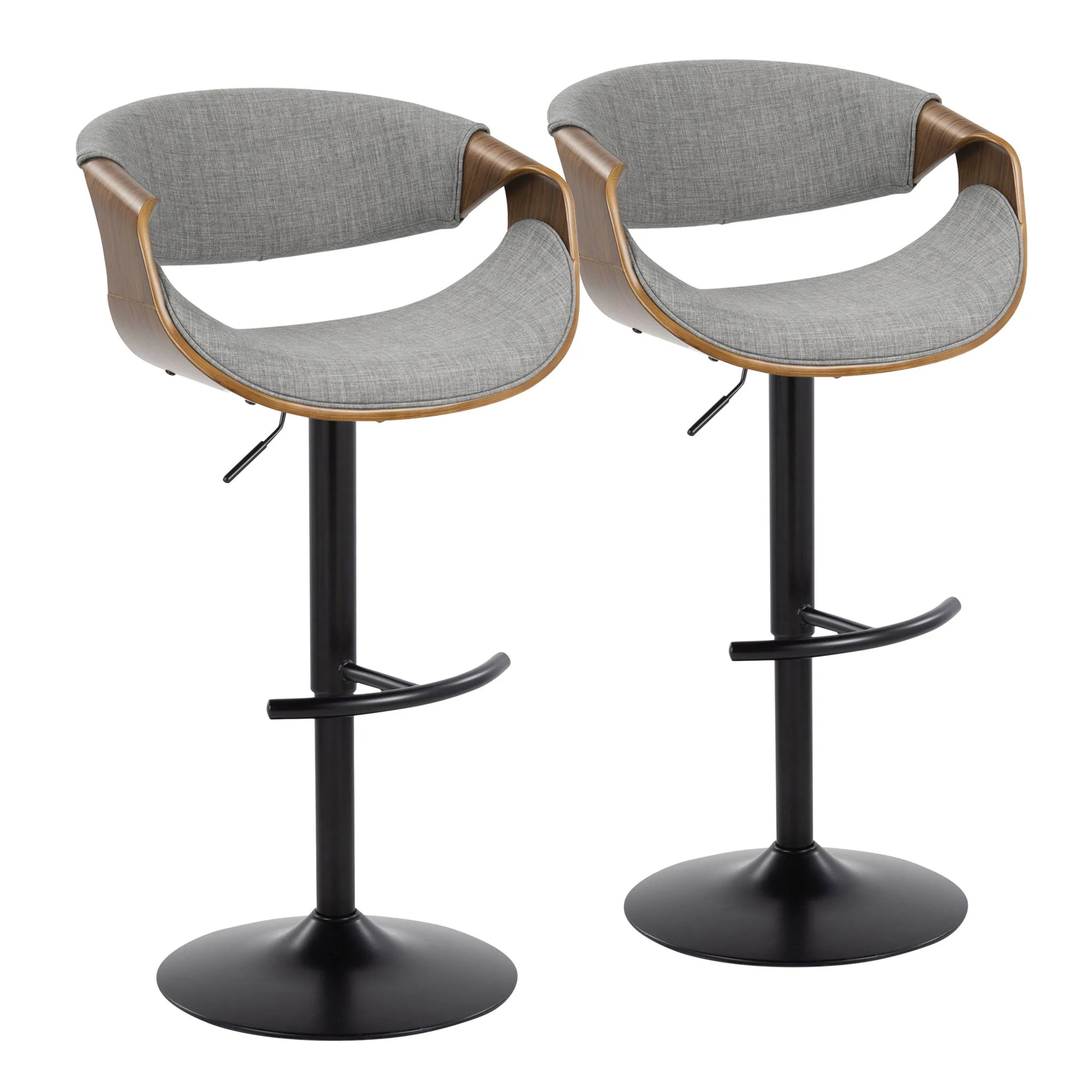 Curvo - Mid Century Modern Adjustable Barstool With Swivel & Rounded T Footrest (Set of 2) - Image 4
