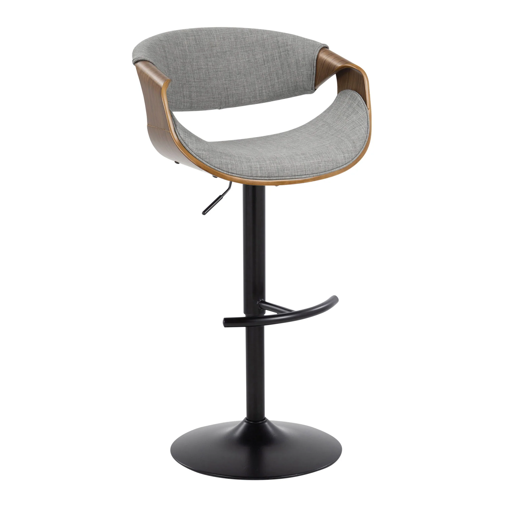 Curvo - Mid Century Modern Adjustable Barstool With Swivel & Rounded T Footrest (Set of 2) - Image 9