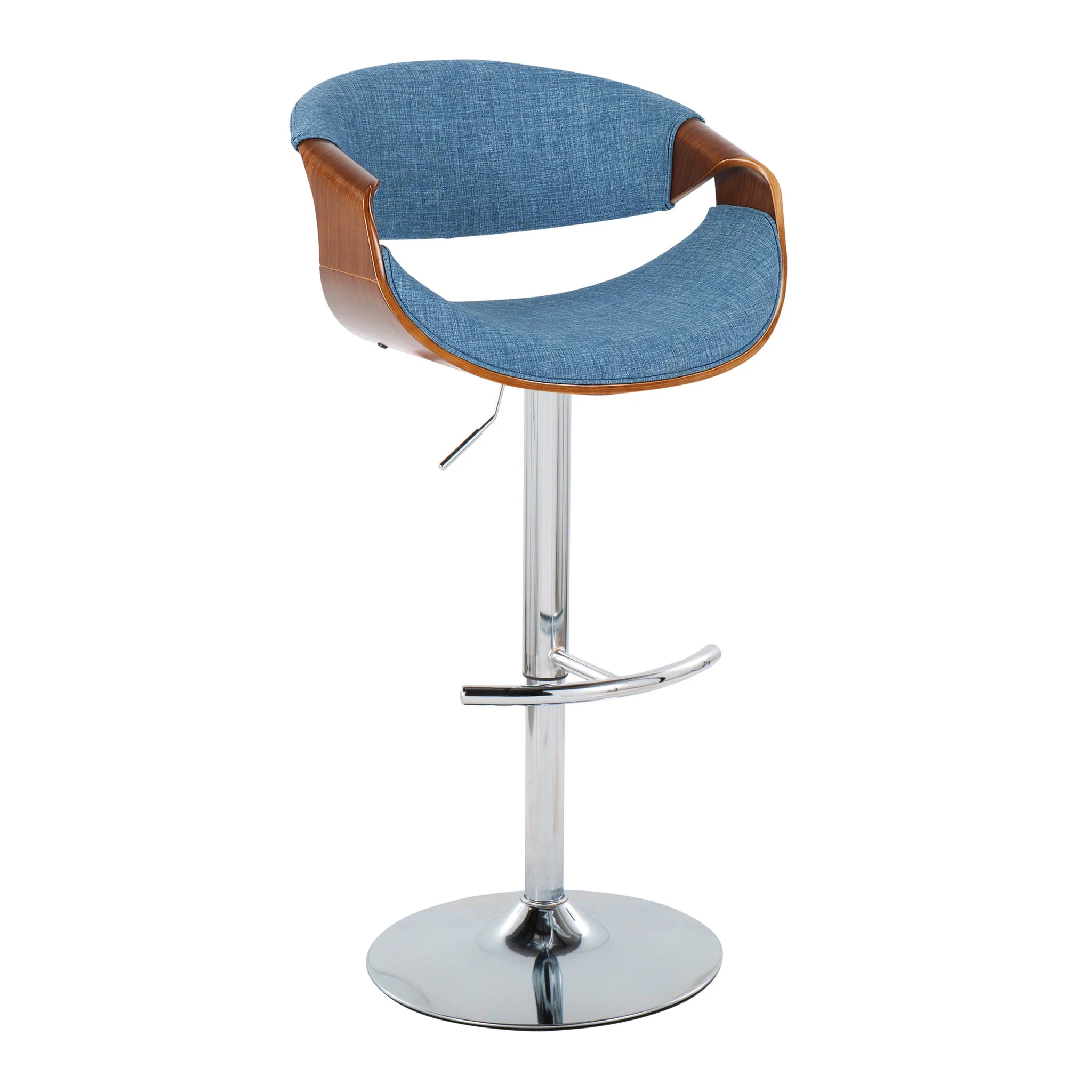 Curvo - Mid Century Modern Adjustable Barstool With Swivel With Rounded T Footrest (Set of 2) - Image 9