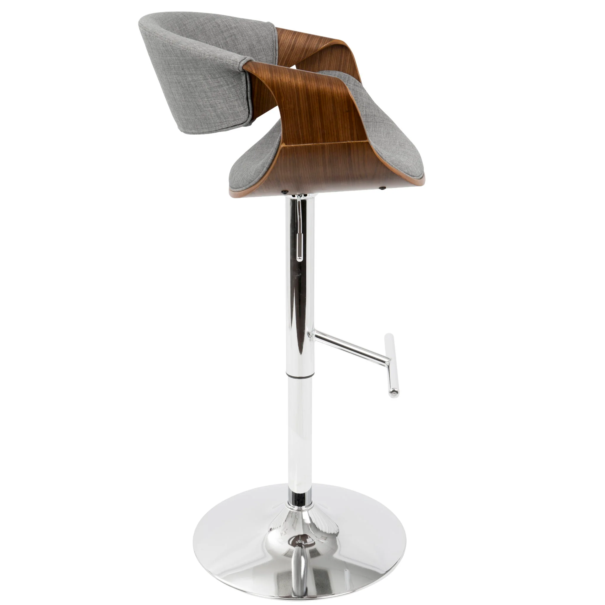 Curvo - Mid Century Modern Adjustable Barstool With Swivel With Straight T Footrest - Image 8