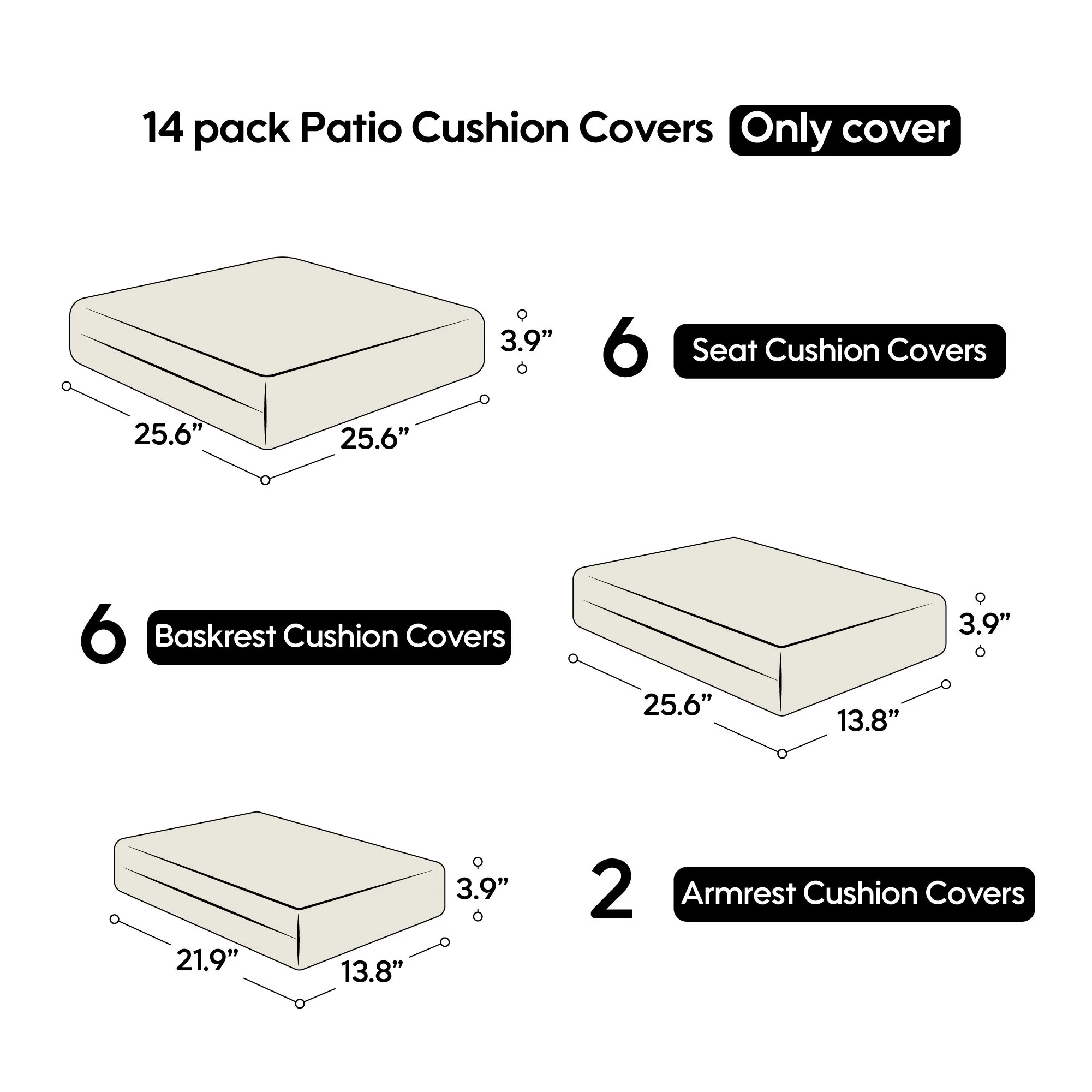 Cushion Covers For 7 Piece Wicker Sectional Sofa, 14 Pack Seat And Back Slipcovers With Zipper - Image 18