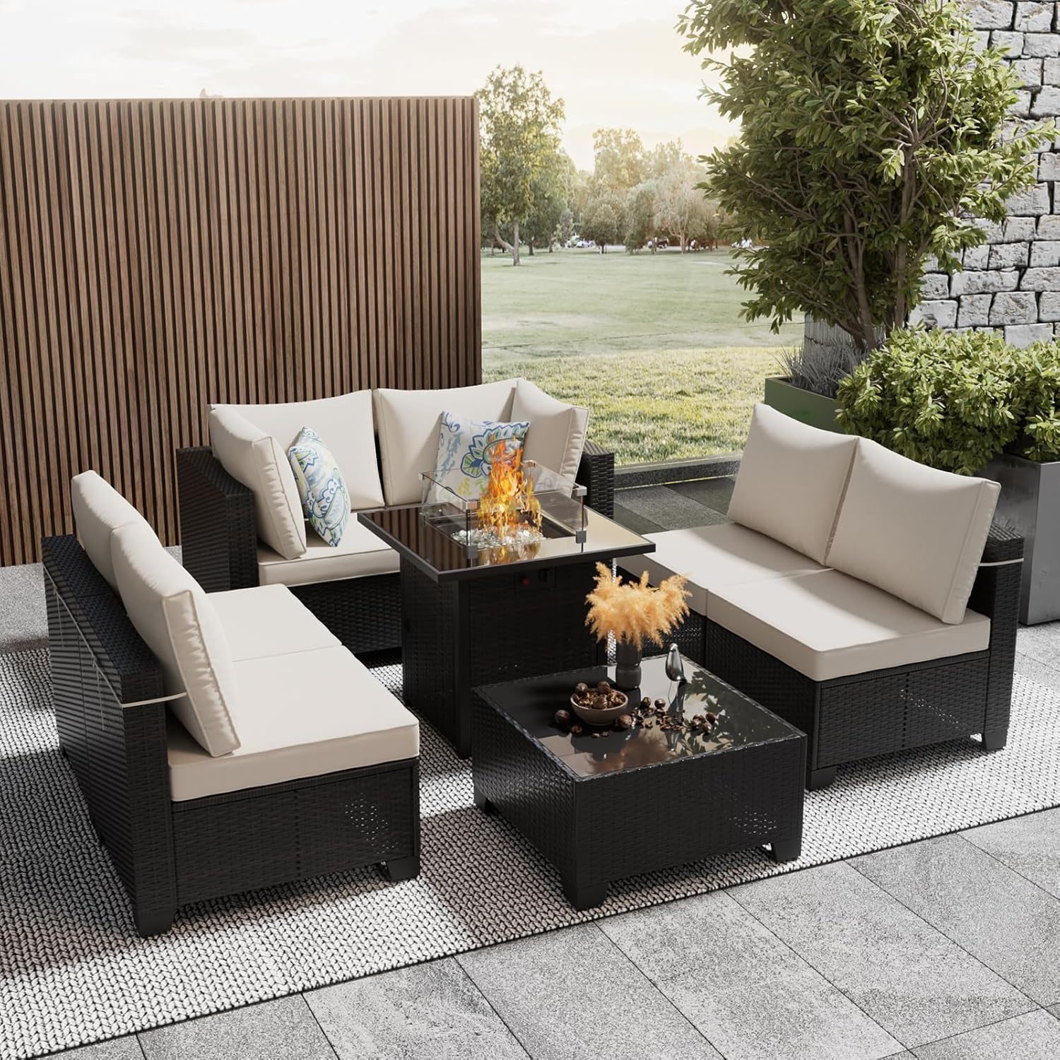 Cushion Covers For 7 Piece Wicker Sectional Sofa, 14 Pack Seat And Back Slipcovers With Zipper - Image 20