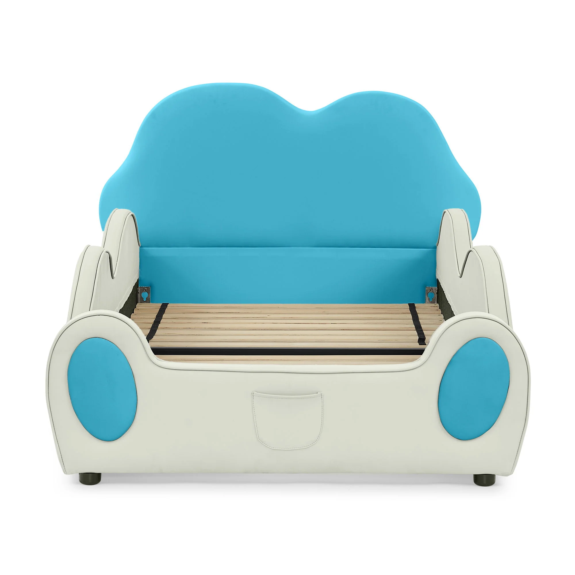 Cute Cloud Shape Bed With Guardrails Cartoon Design, Storage Pocket - Image 3