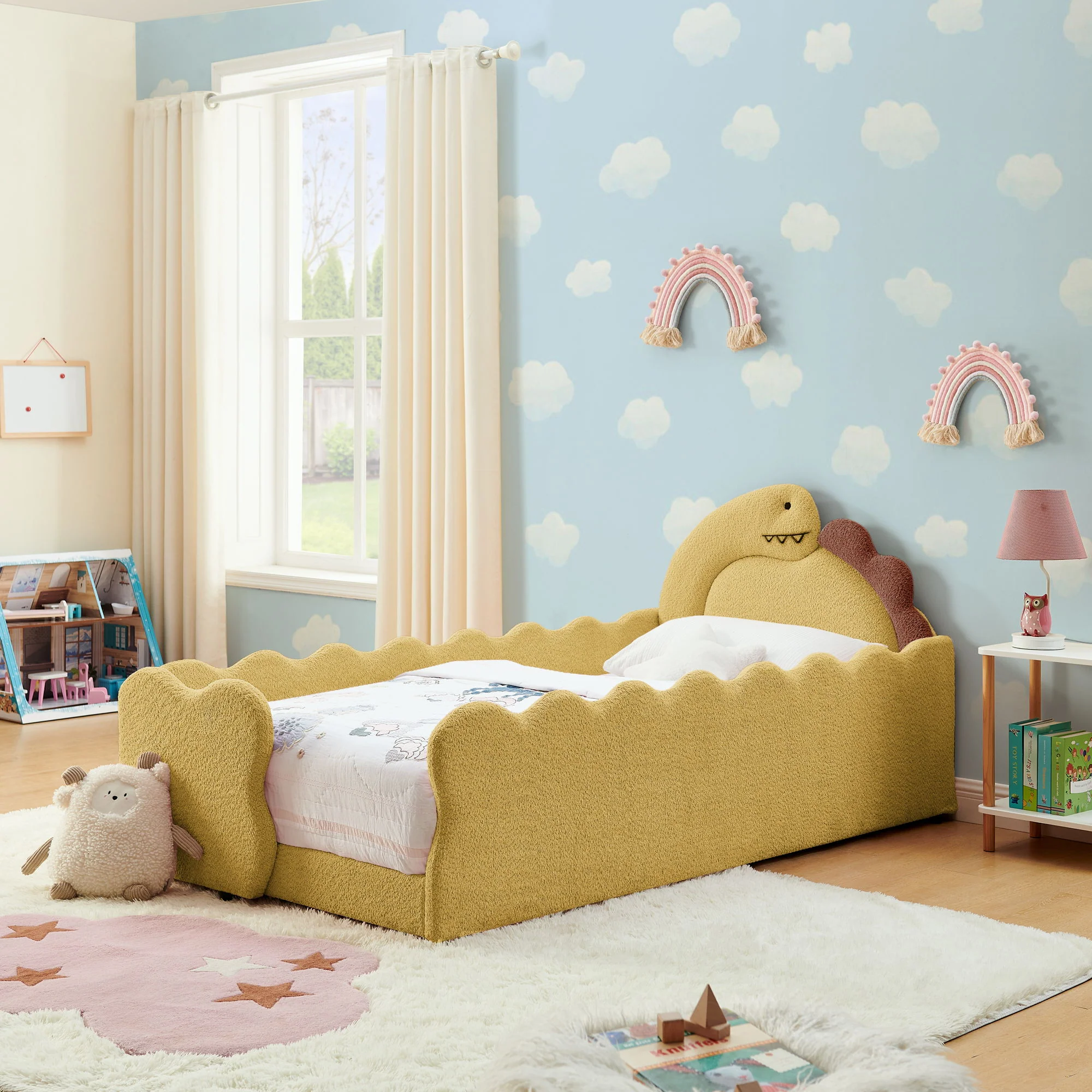 Cute Dinosaur Shaped Bed With Safety Guardrail, Toddler Frame - Image 15
