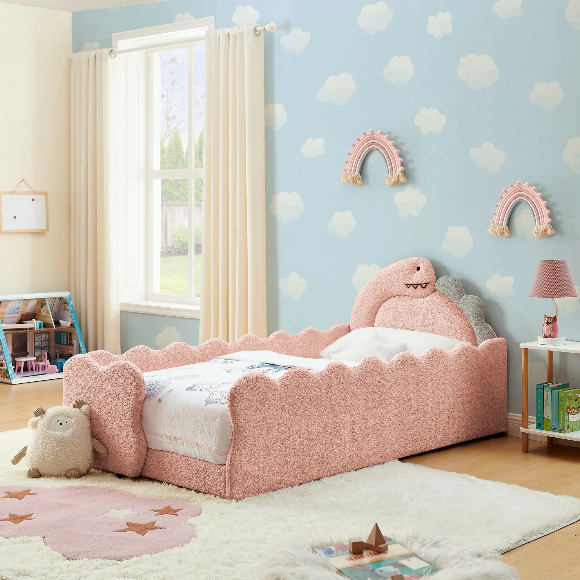 Cute Dinosaur Shaped Bed With Safety Guardrail, Toddler Frame - Image 19