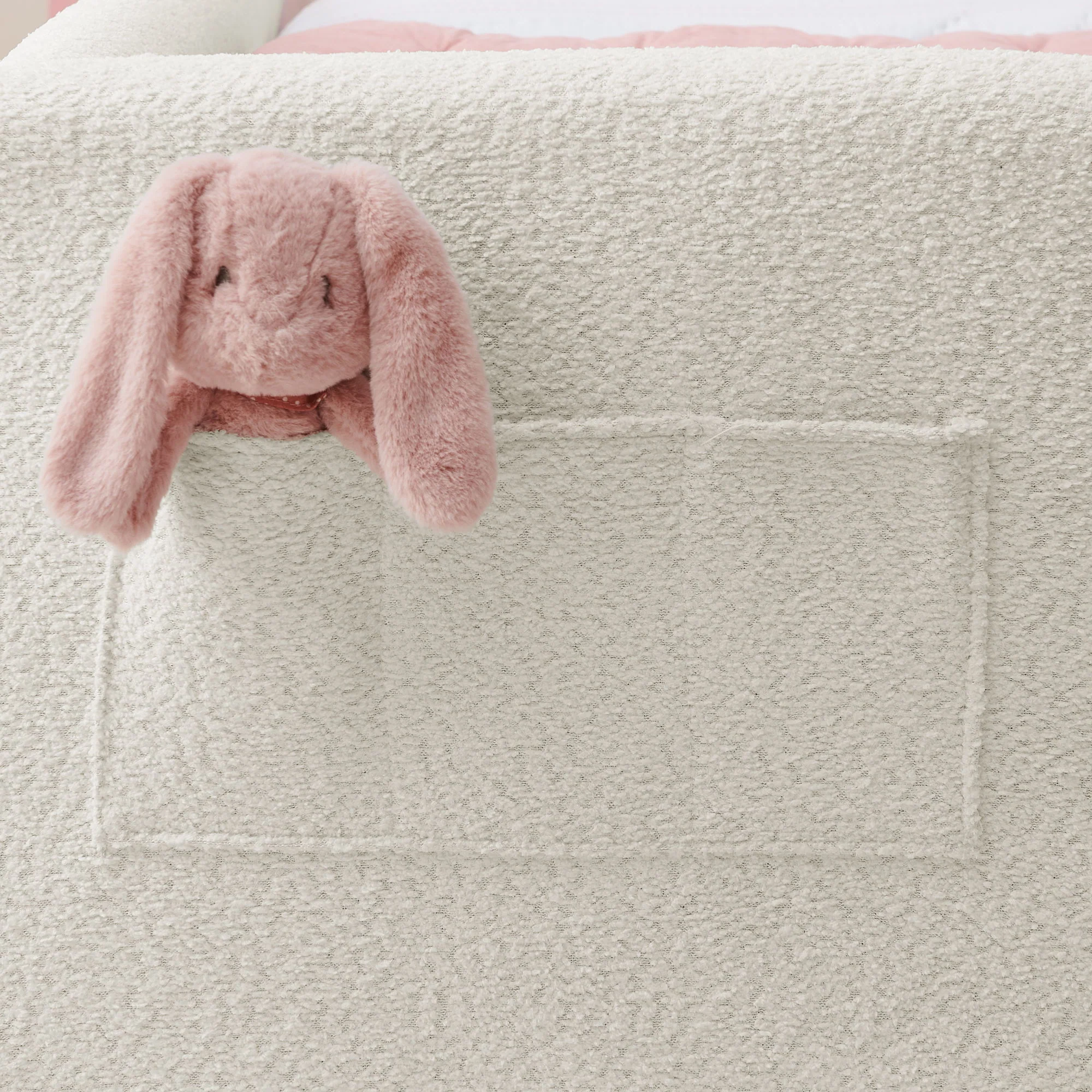 Cute Rabbit Ear Upholstered Platform Bed Frame With Safety Rail - Image 11