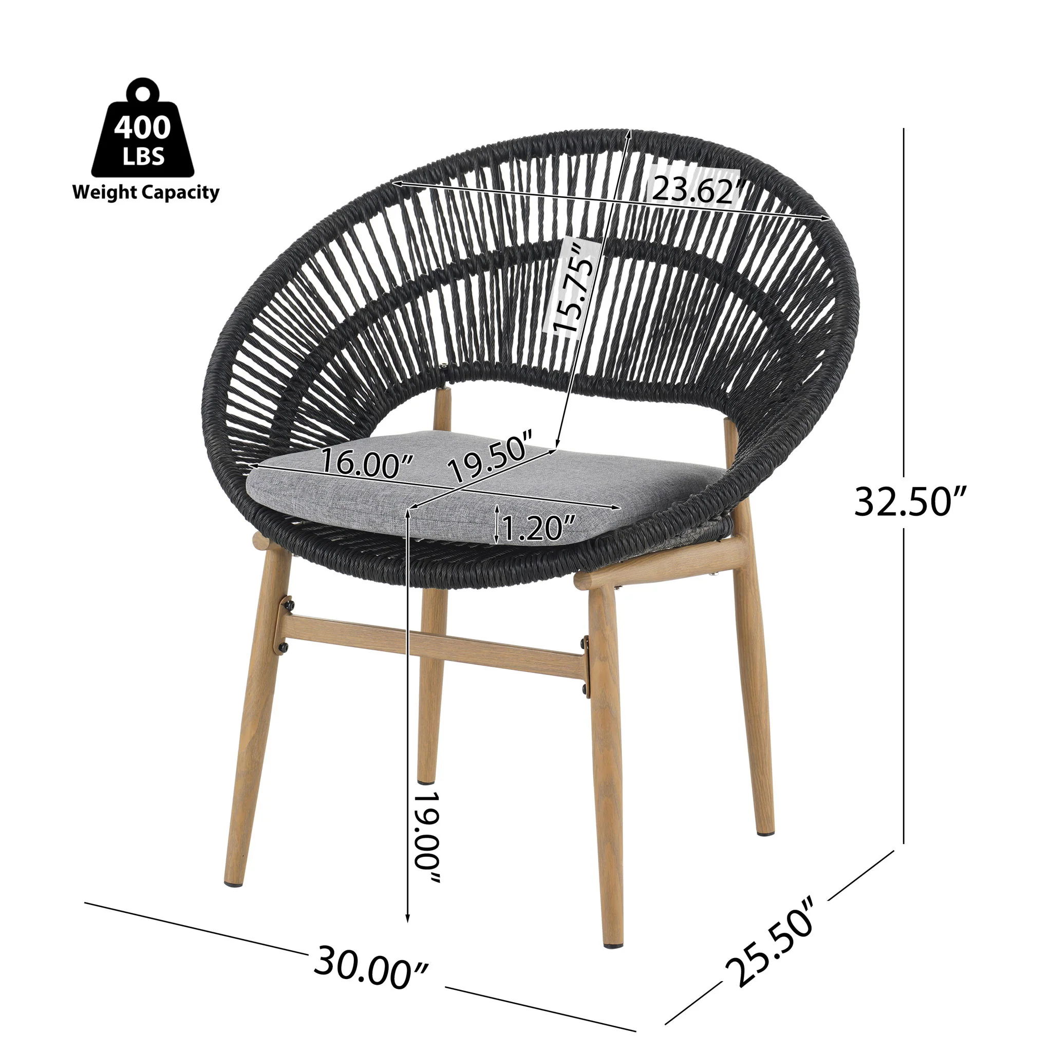 Cyril - Outdoor Papasan Style Dining Chair (Set of 2) - Image 11