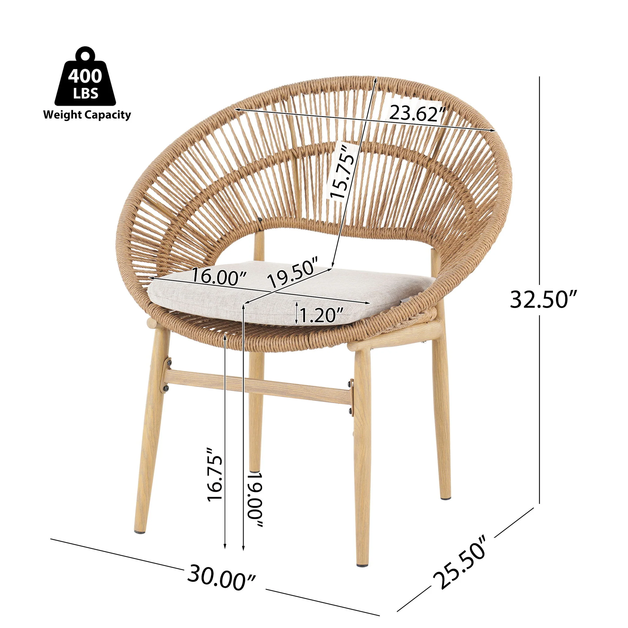Cyril - Outdoor Papasan Style Dining Chair (Set of 2) - Image 12
