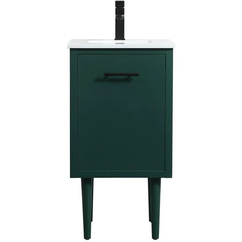 Cyrus 18 Inch Green Single Sink Vanity with Quartz Top