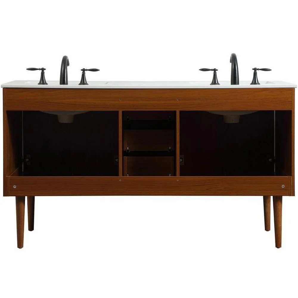 Cyrus 60 inch Double Bathroom Vanity in Teak - Image 14
