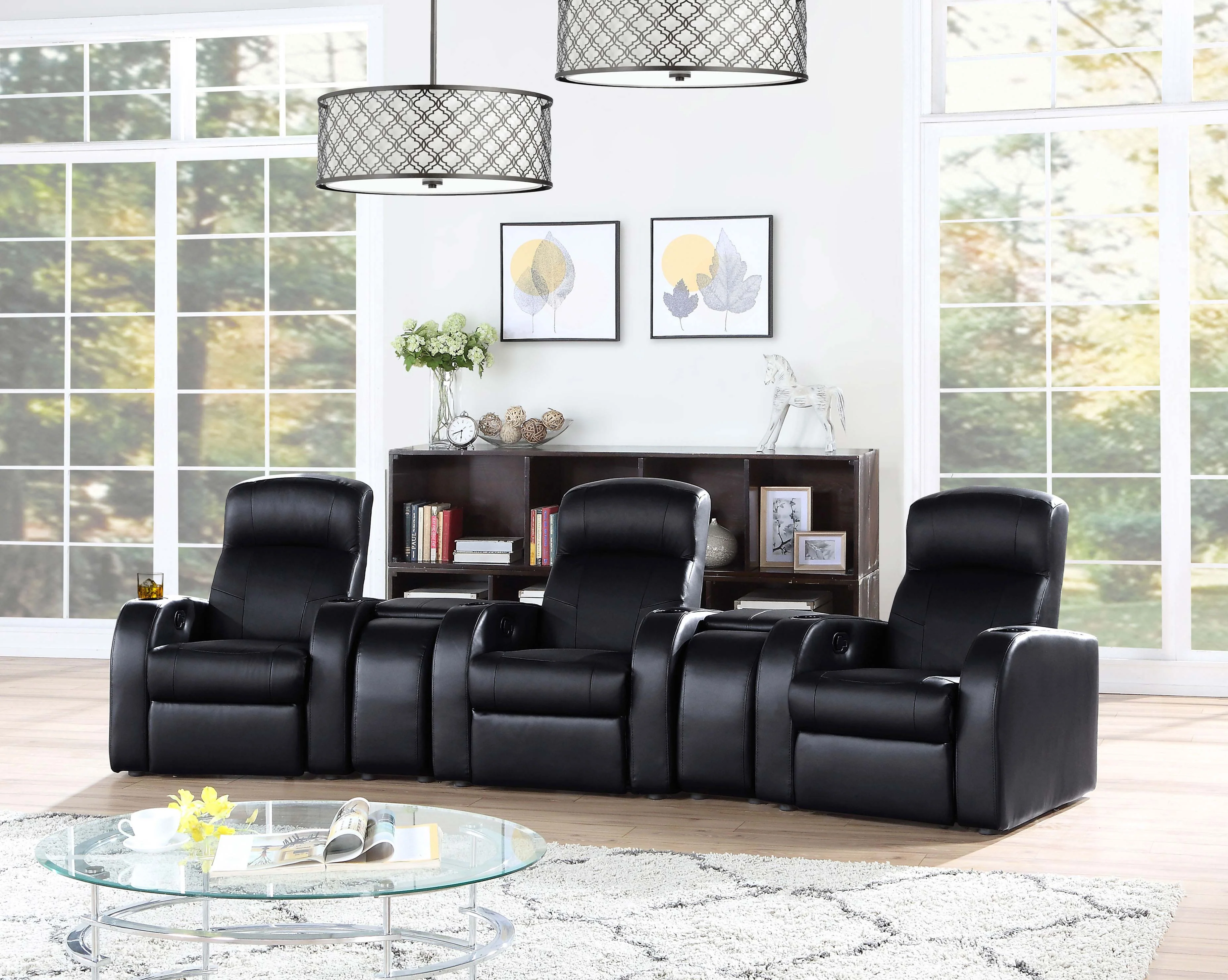 Cyrus Upholstered Home Theater Storage Wedge Console Black - Image 5