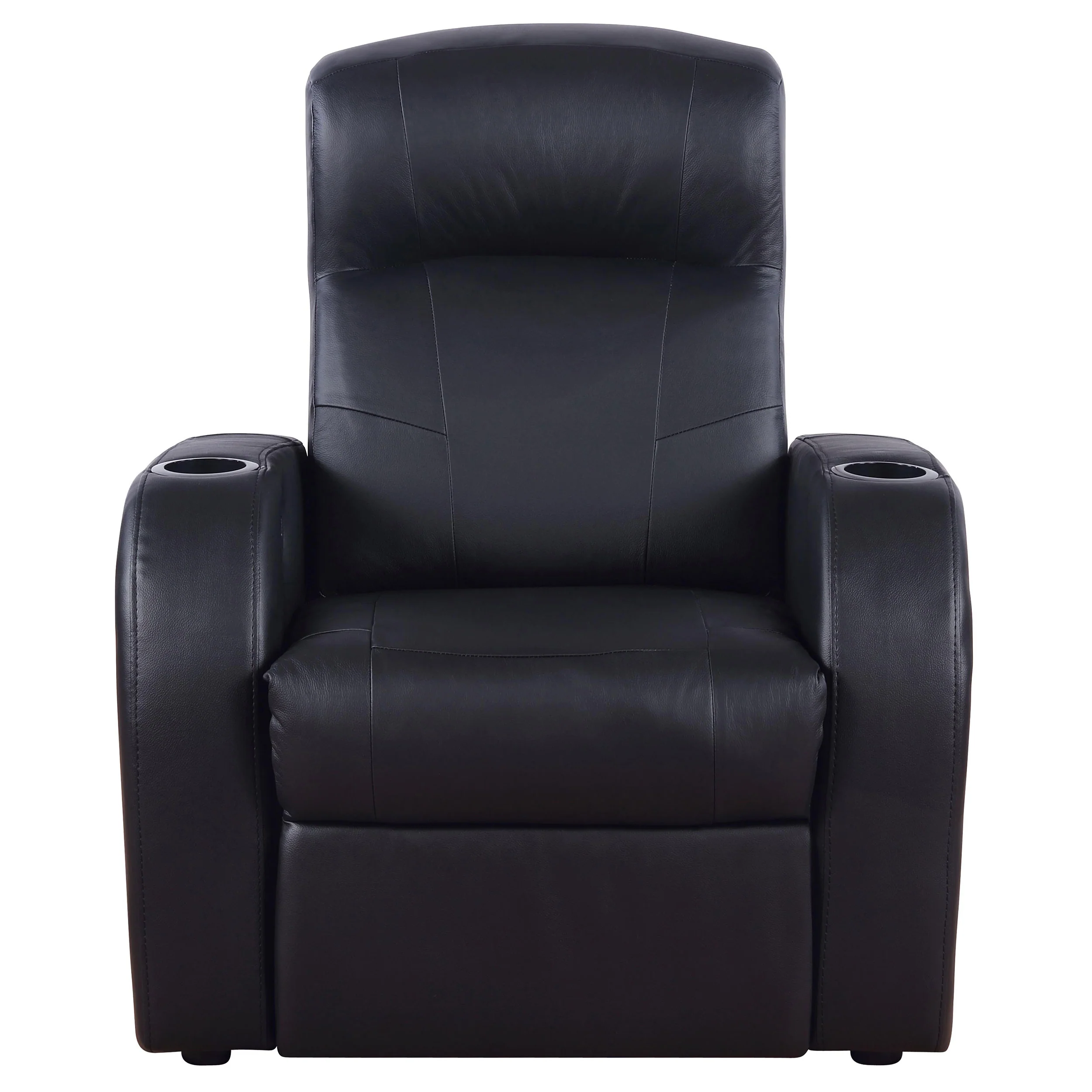 Cyrus Upholstered Track Arm Recliner in Black Leather - Image 5