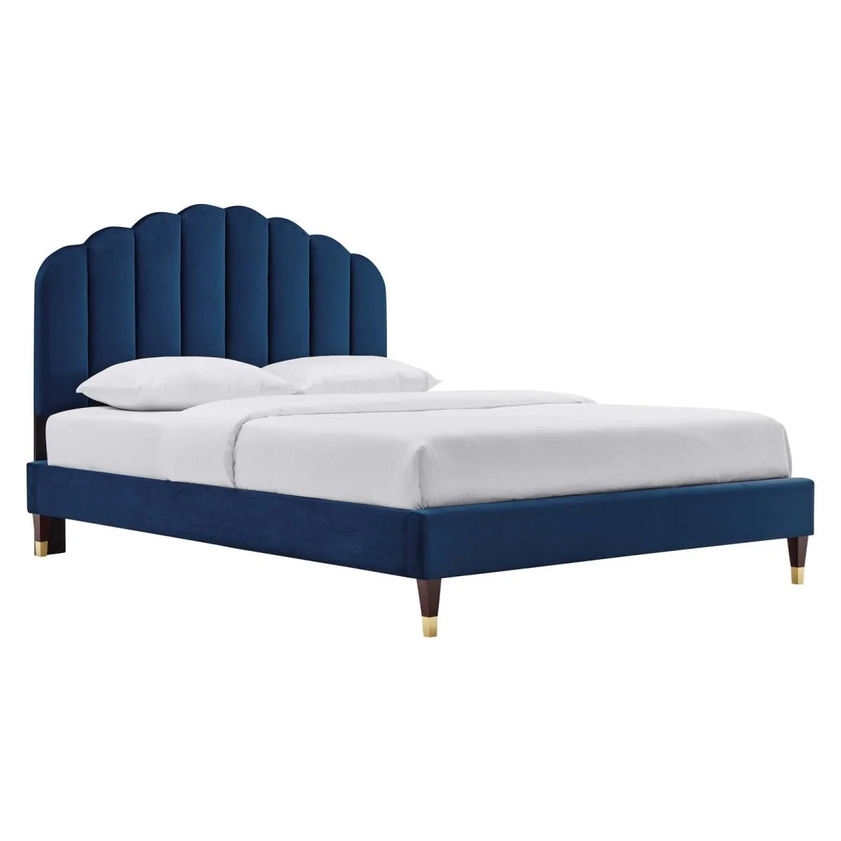Scalloped Channel Tufted Performance Velvet Queen Platform Bed - Image 11