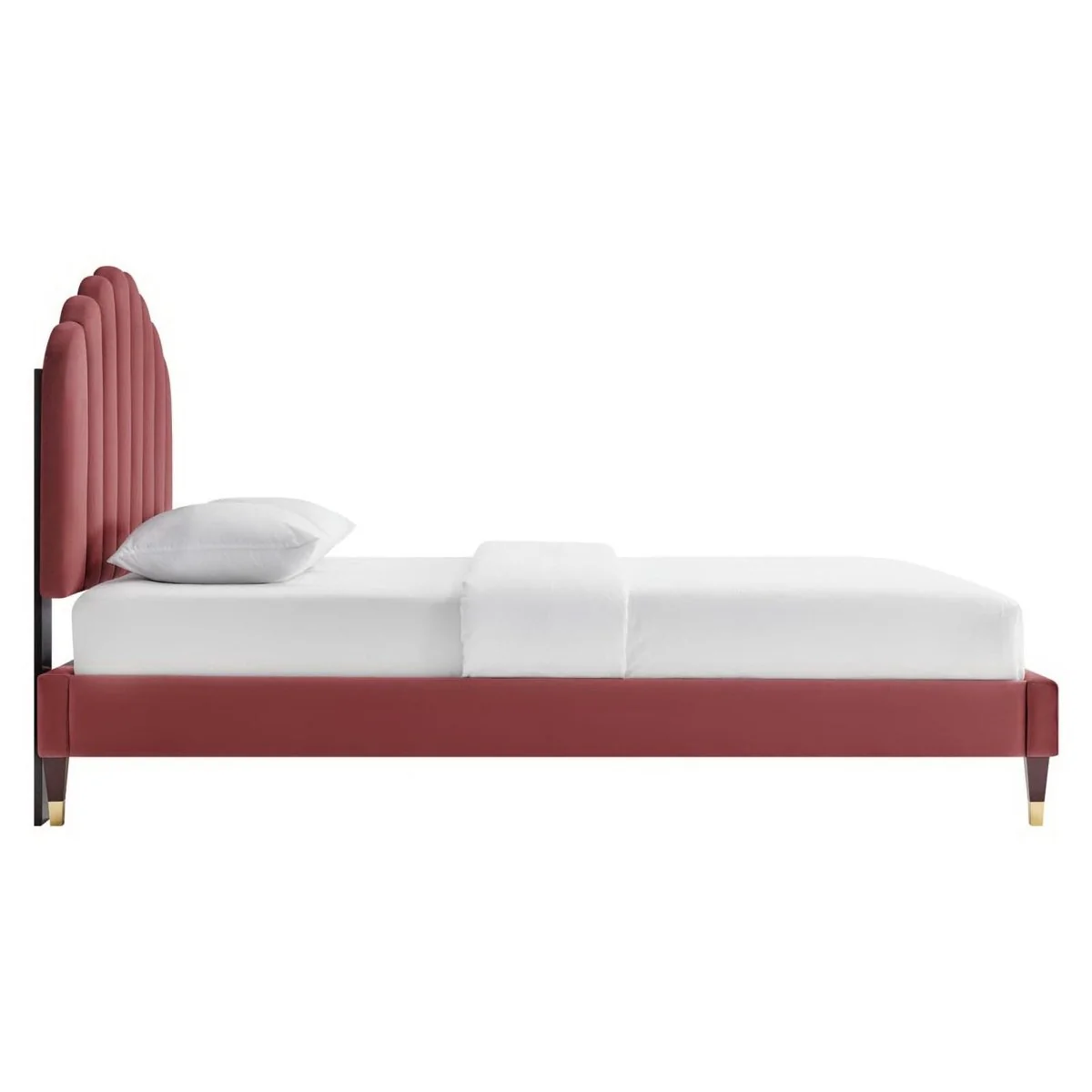Scalloped Channel Tufted Performance Velvet Queen Platform Bed - Image 7