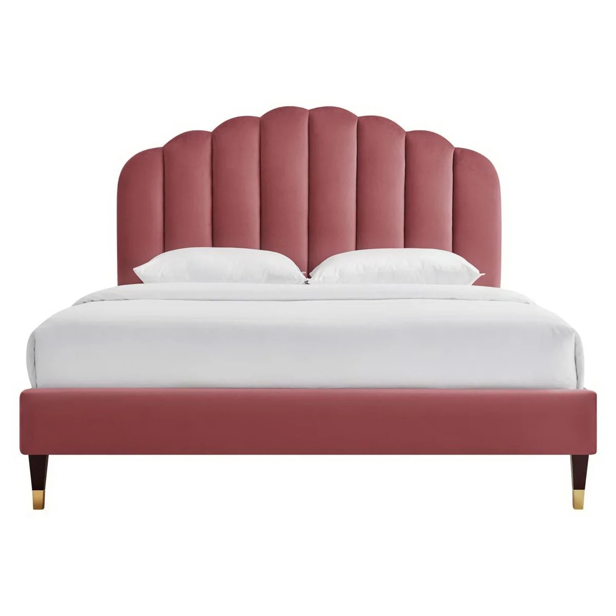 Scalloped Channel Tufted Performance Velvet Queen Platform Bed - Image 8