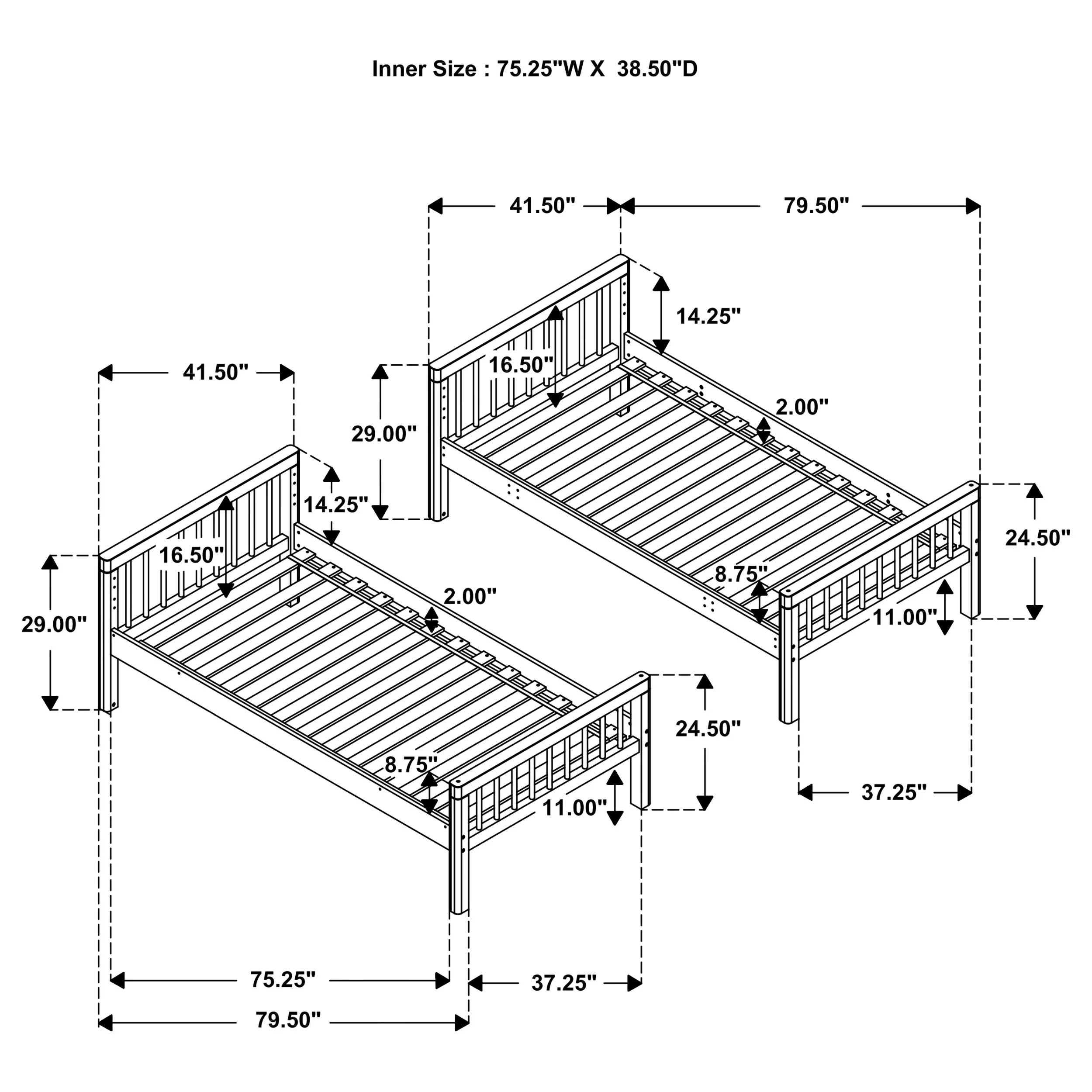 Dakota Wood Twin Over Twin Bunk Bed, Natural - Image 15