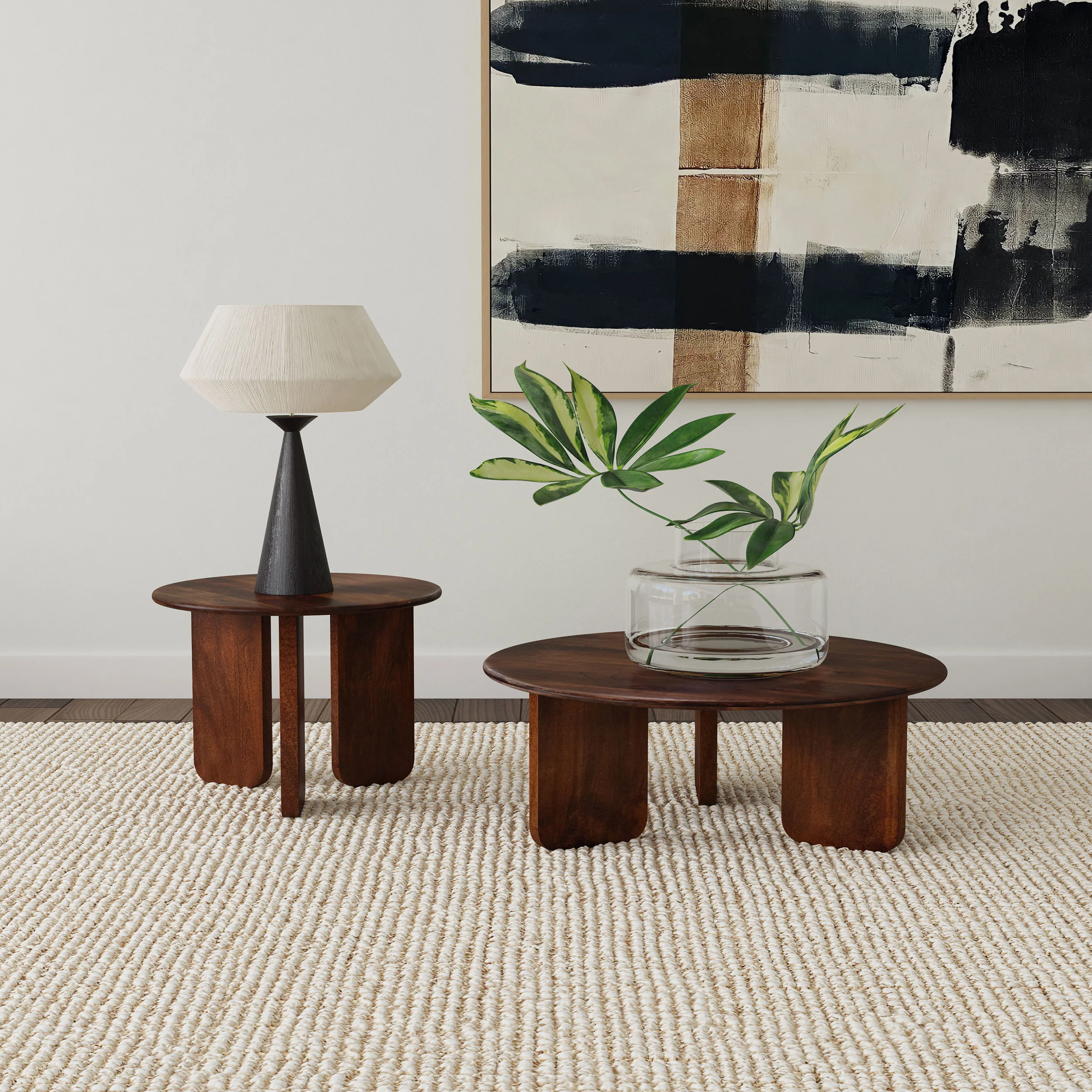 Dale Round Solid Mango Wood Side End Table, Brown - Image 6