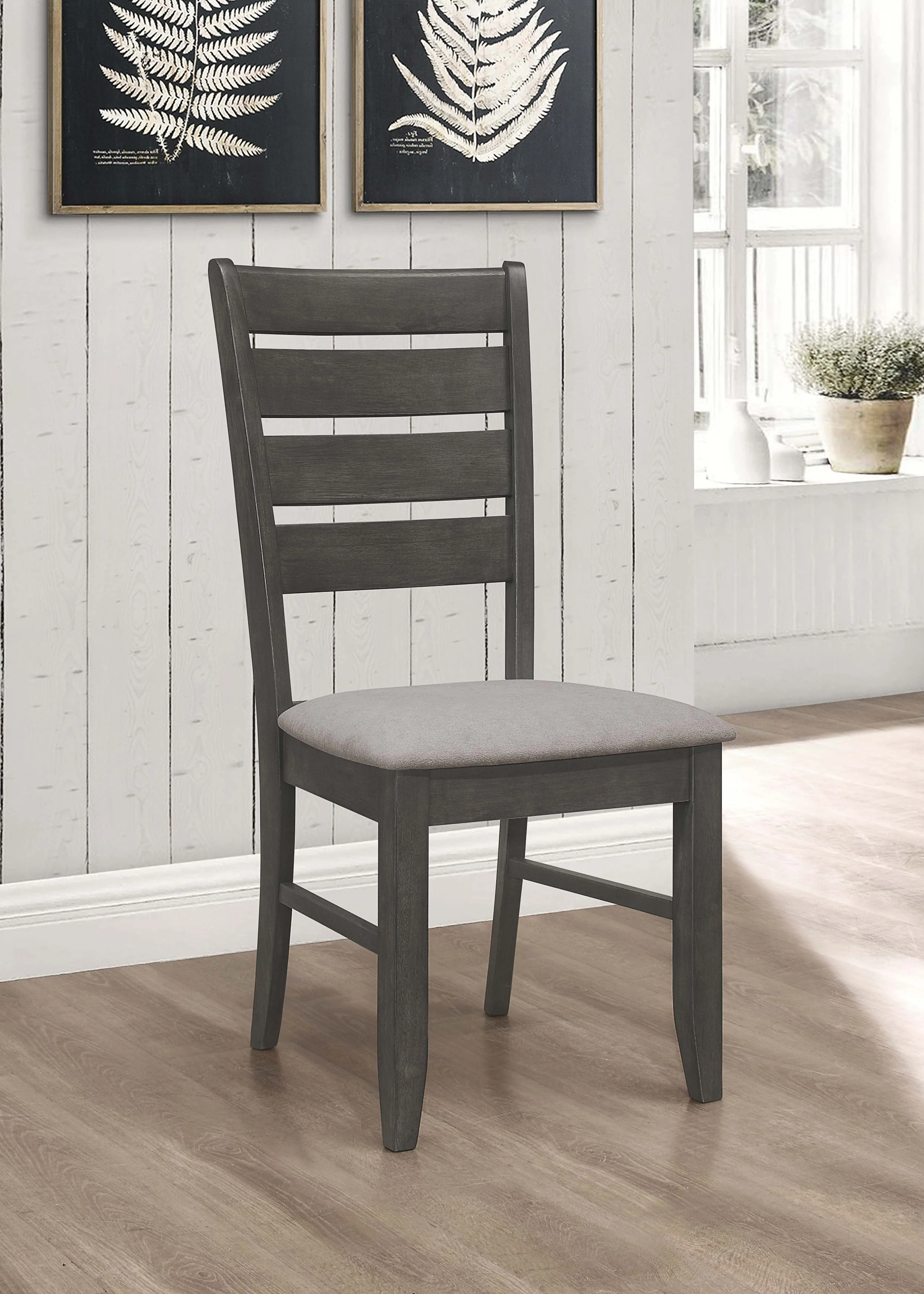 Dalila Wood Dining Side Chair Dark Grey (Set of 2) - Image 3