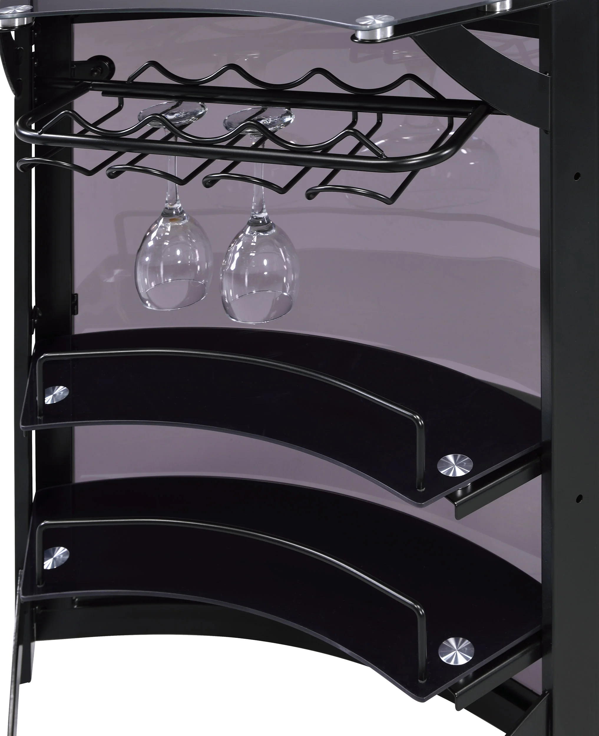 Dallas 2-Shelf Curved Black Home Bar Cabinet - Image 12