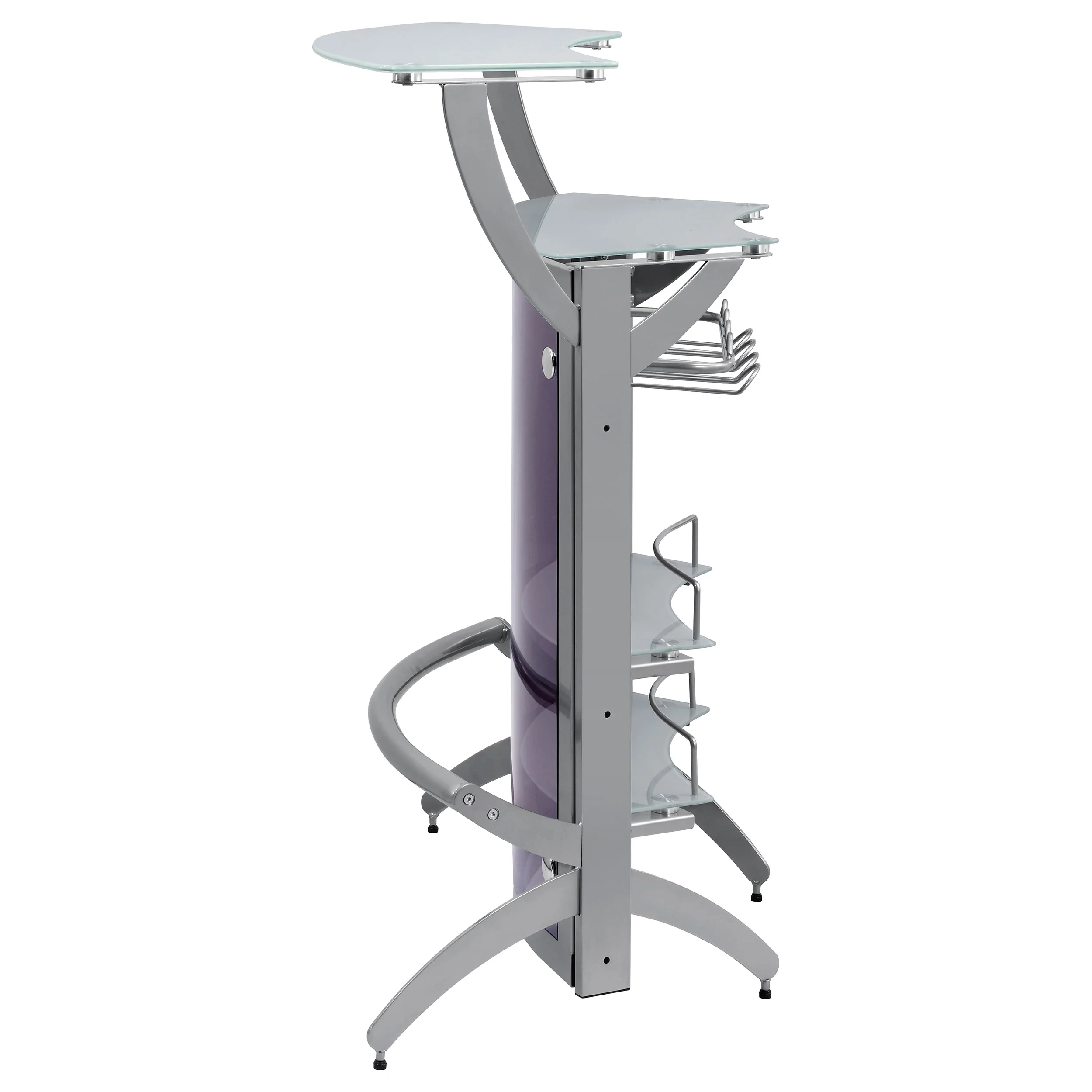 Dallas 2-Shelf Curved Bar Cabinet in Silver - Image 6